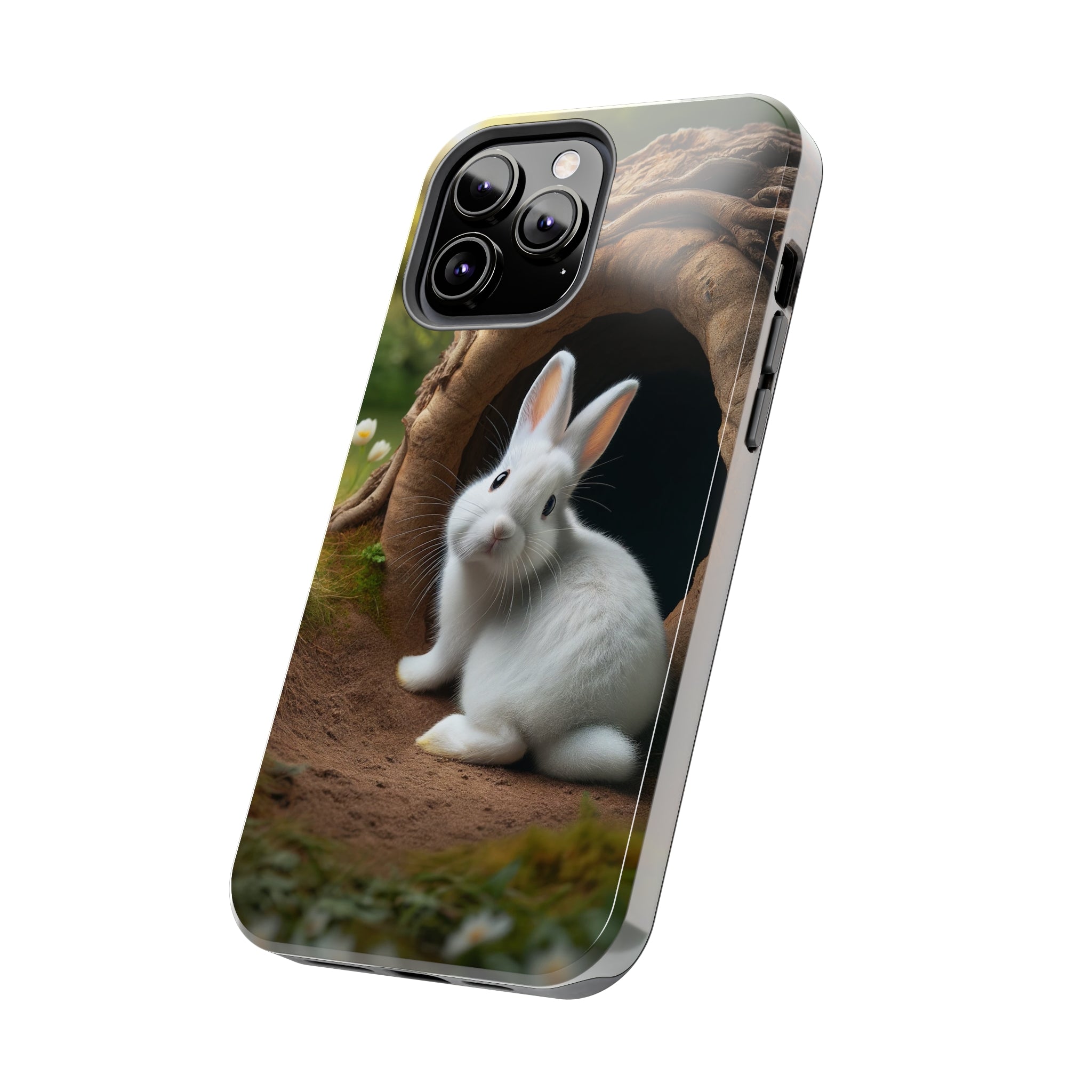 White curious rabbit - Tough Phone Case