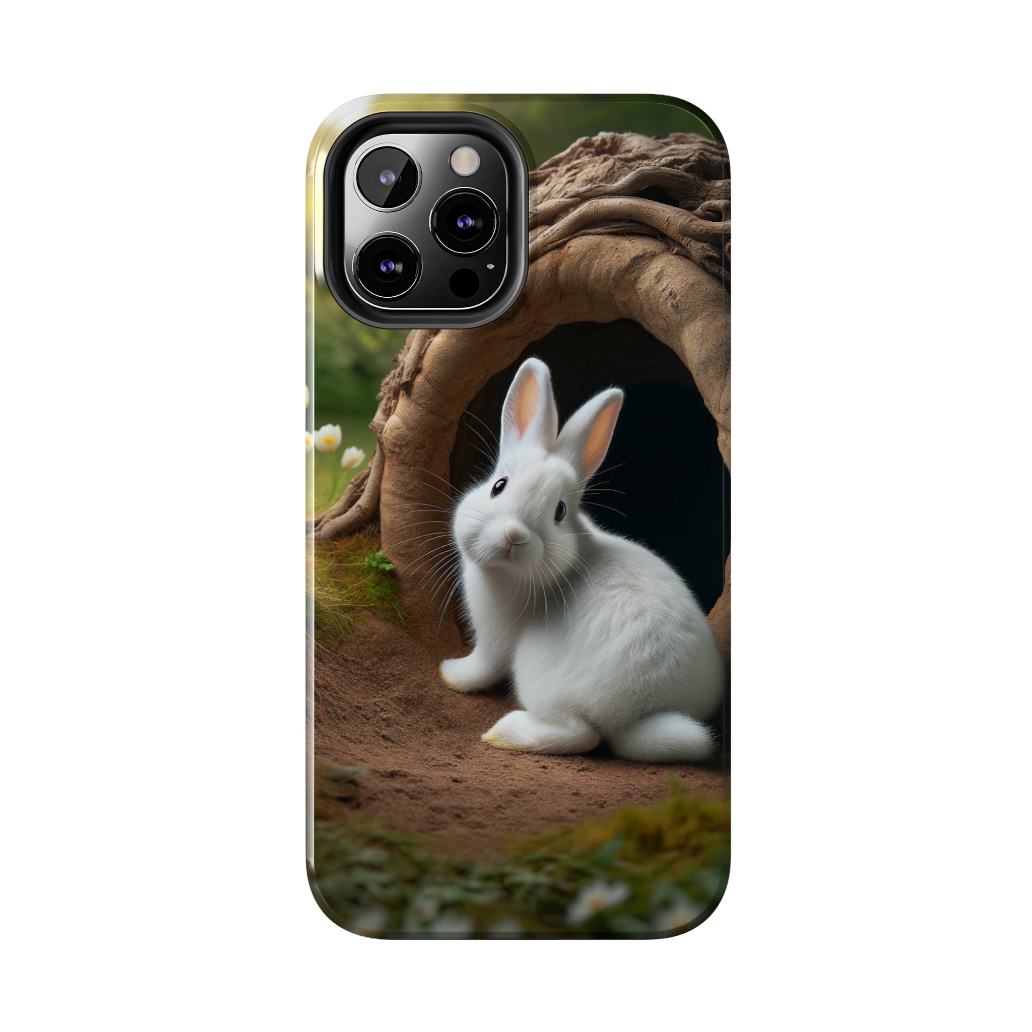 White curious rabbit - Tough Phone Case