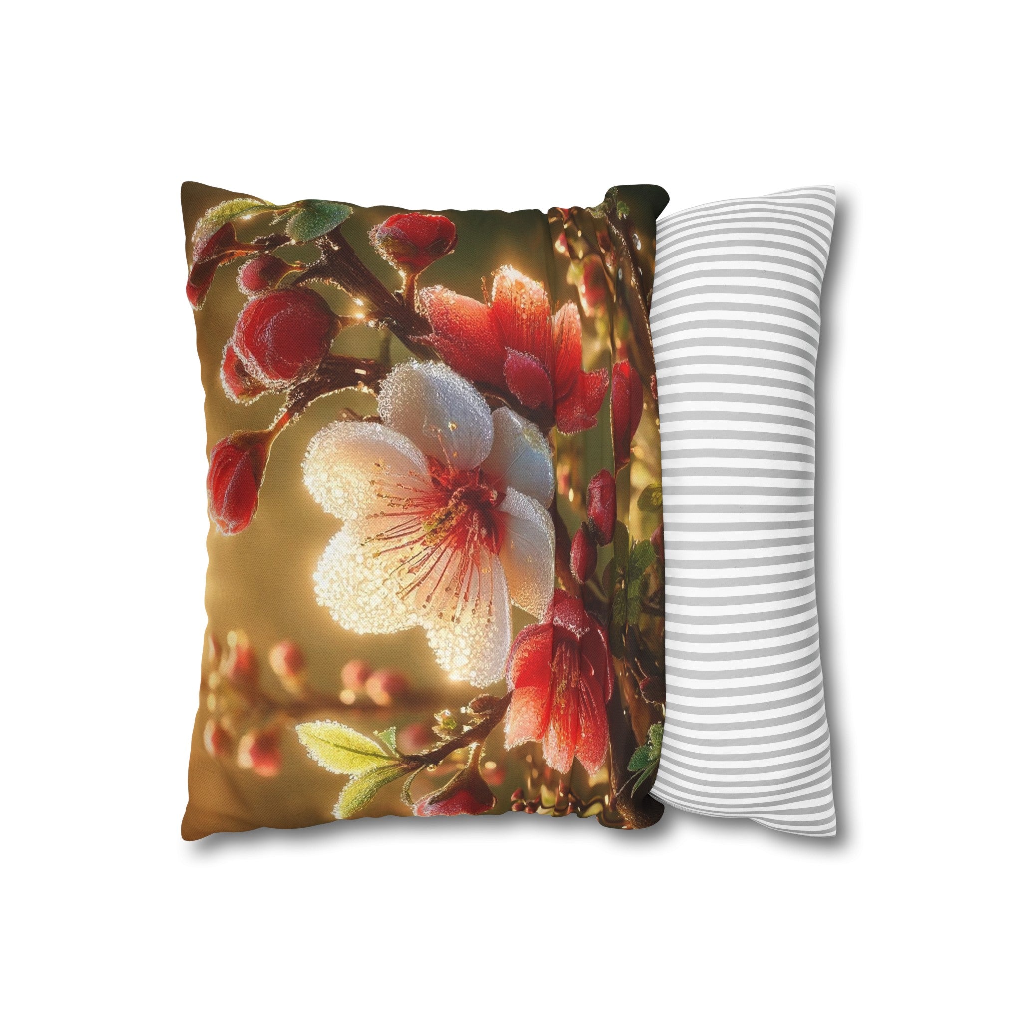 Red diamond flowers (4) - Polyester Square Pillowcase