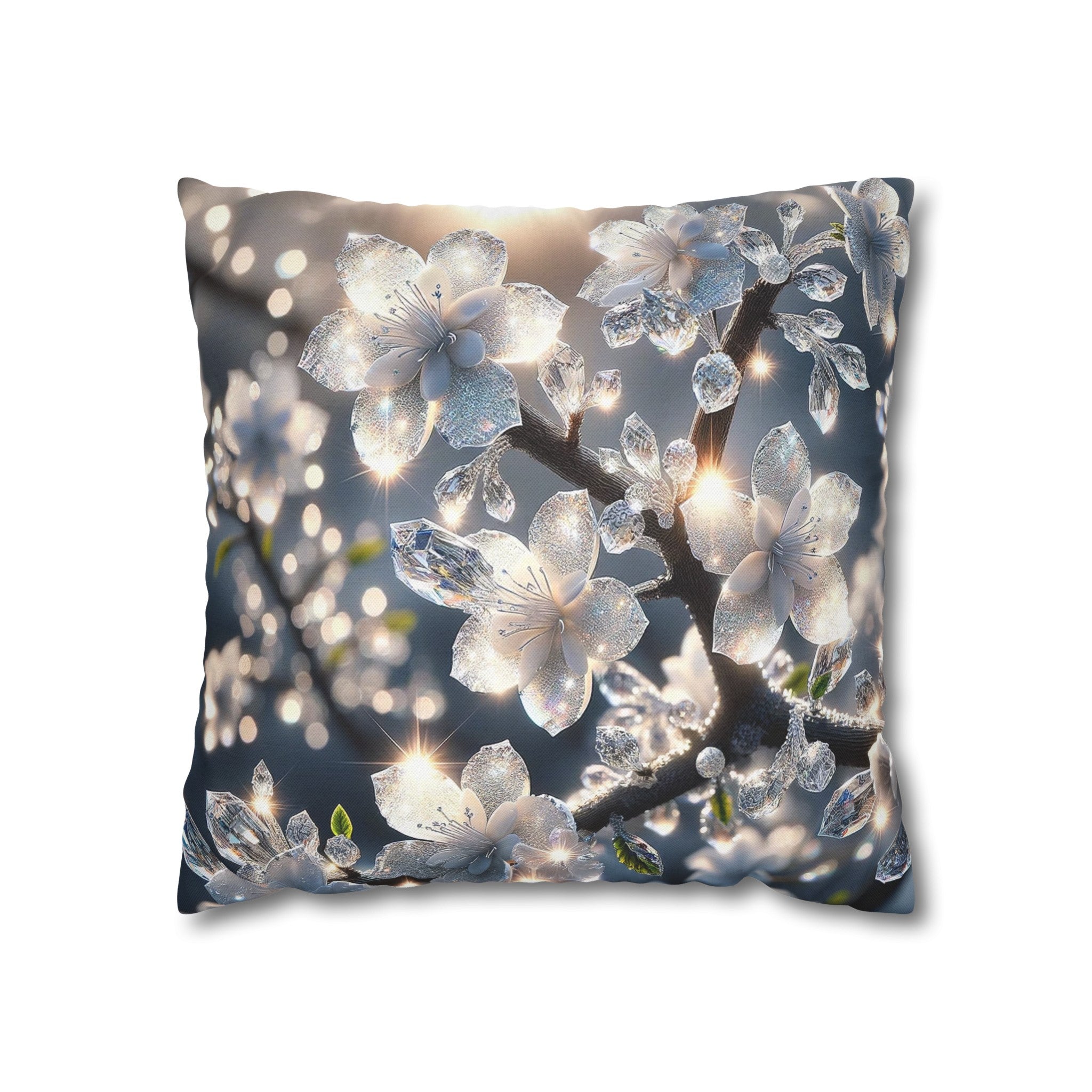 White diamond flowers (5) - Polyester Square Pillowcase