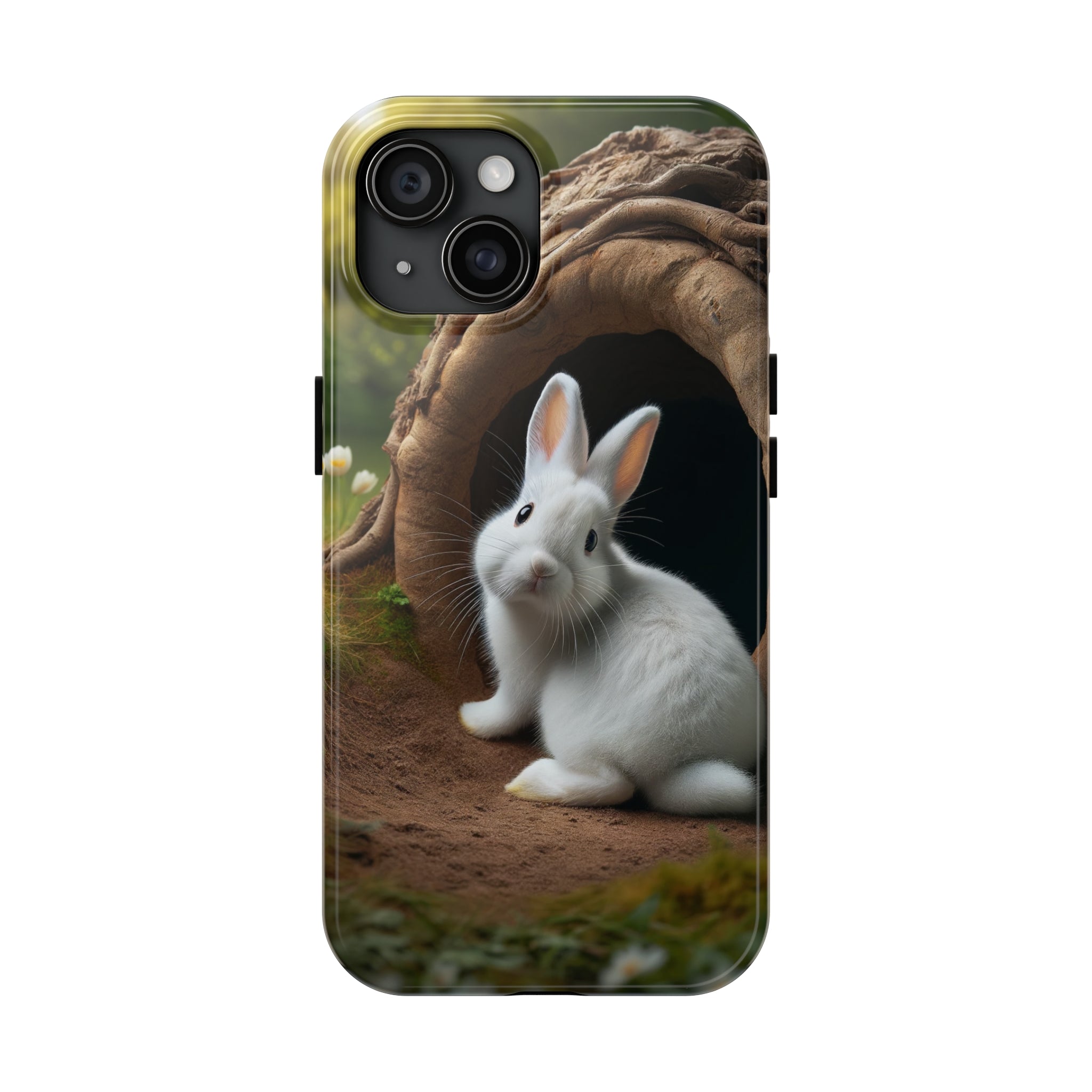 White curious rabbit - Tough Phone Case