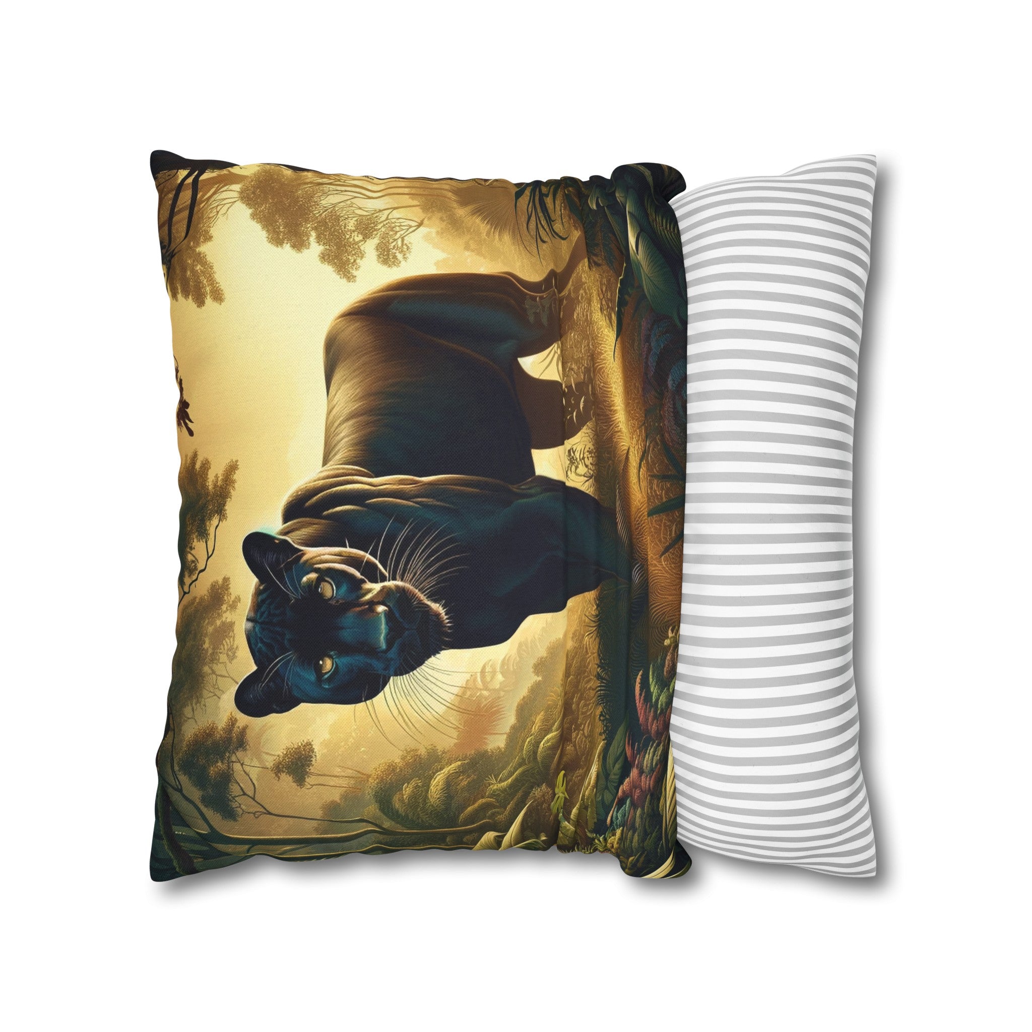 A Tiger walking in the jungle - Spun Polyester Square Pillowcase