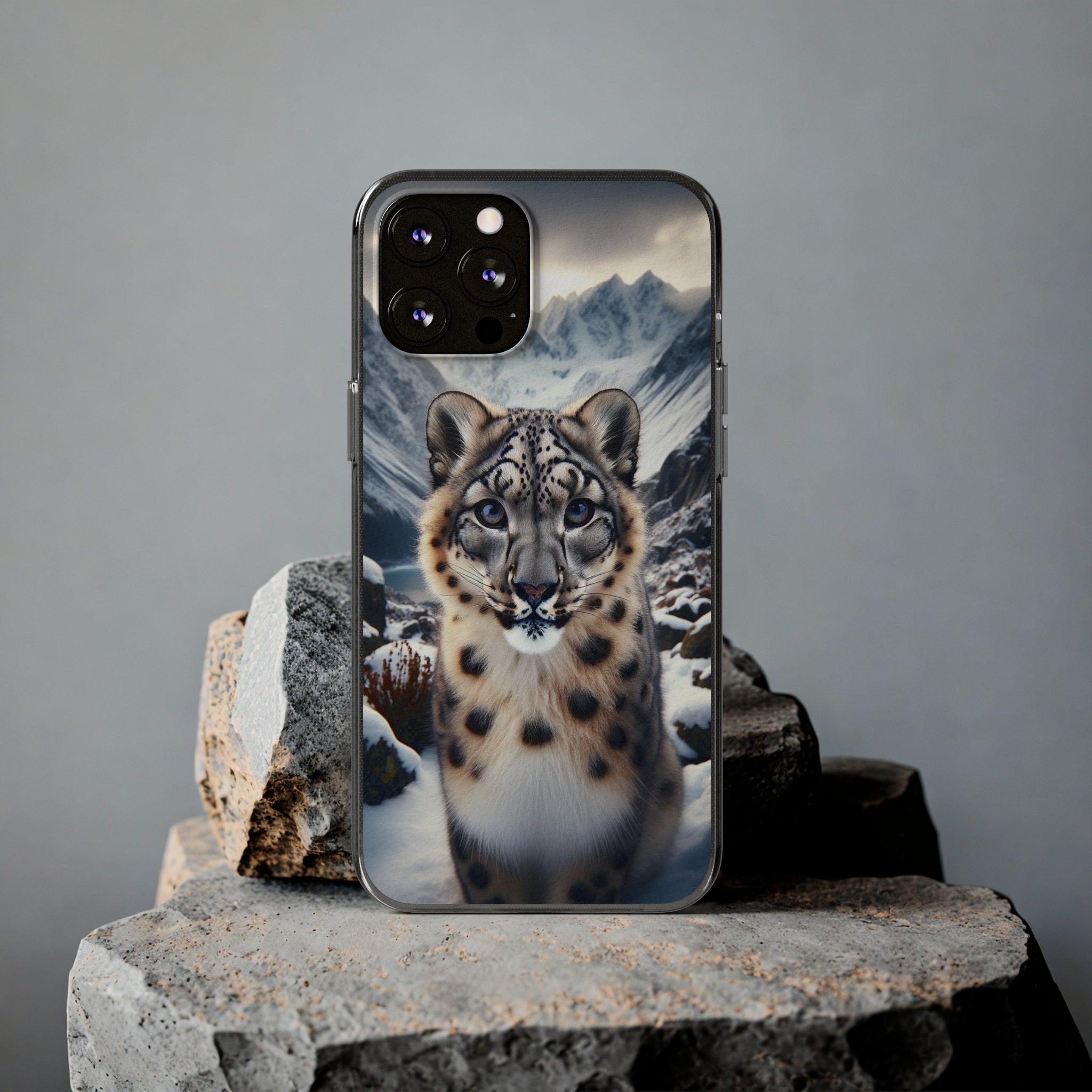 Curious Snow Leopard - Soft Phone Case