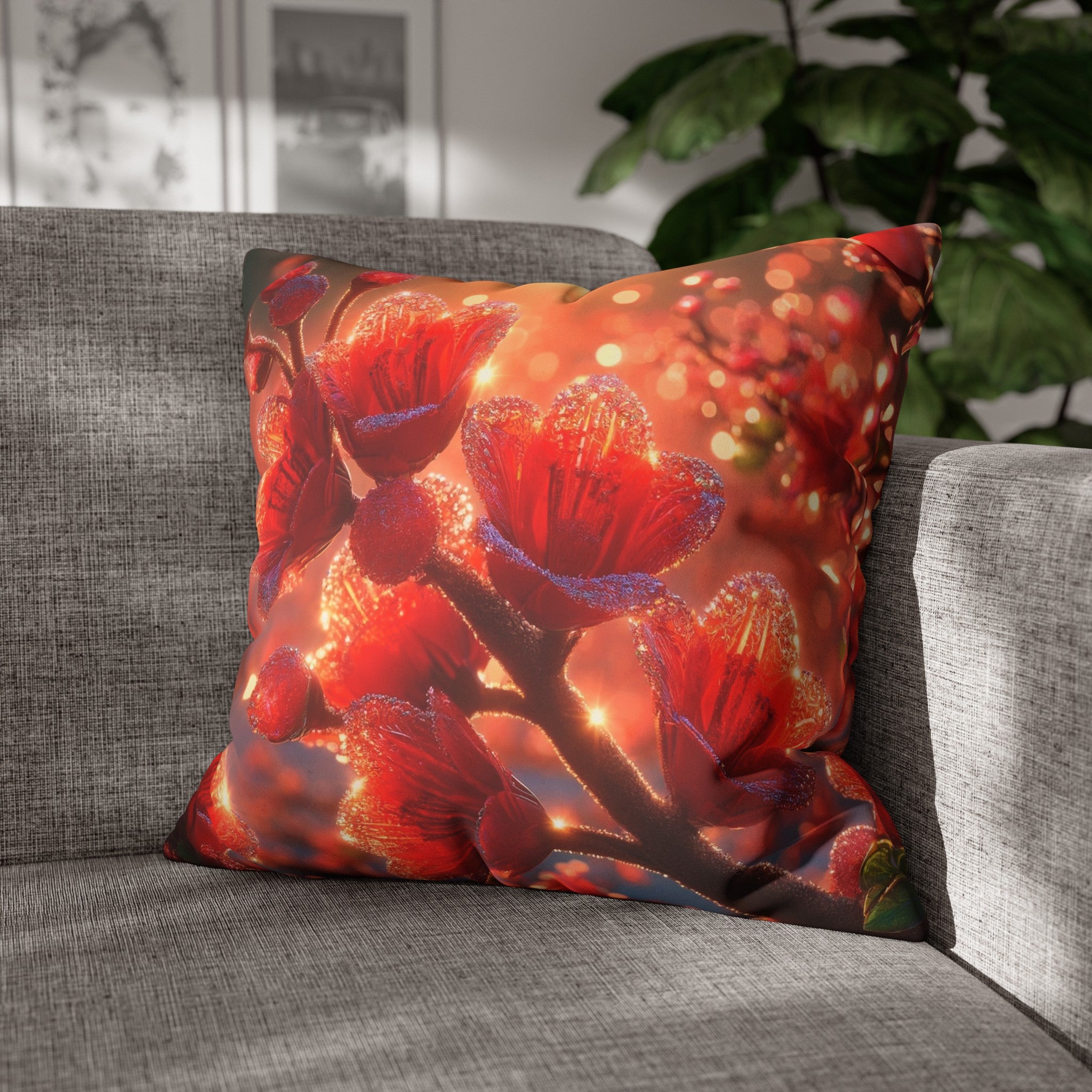 Red diamond flowers (2) - Suede Square Pillowcase