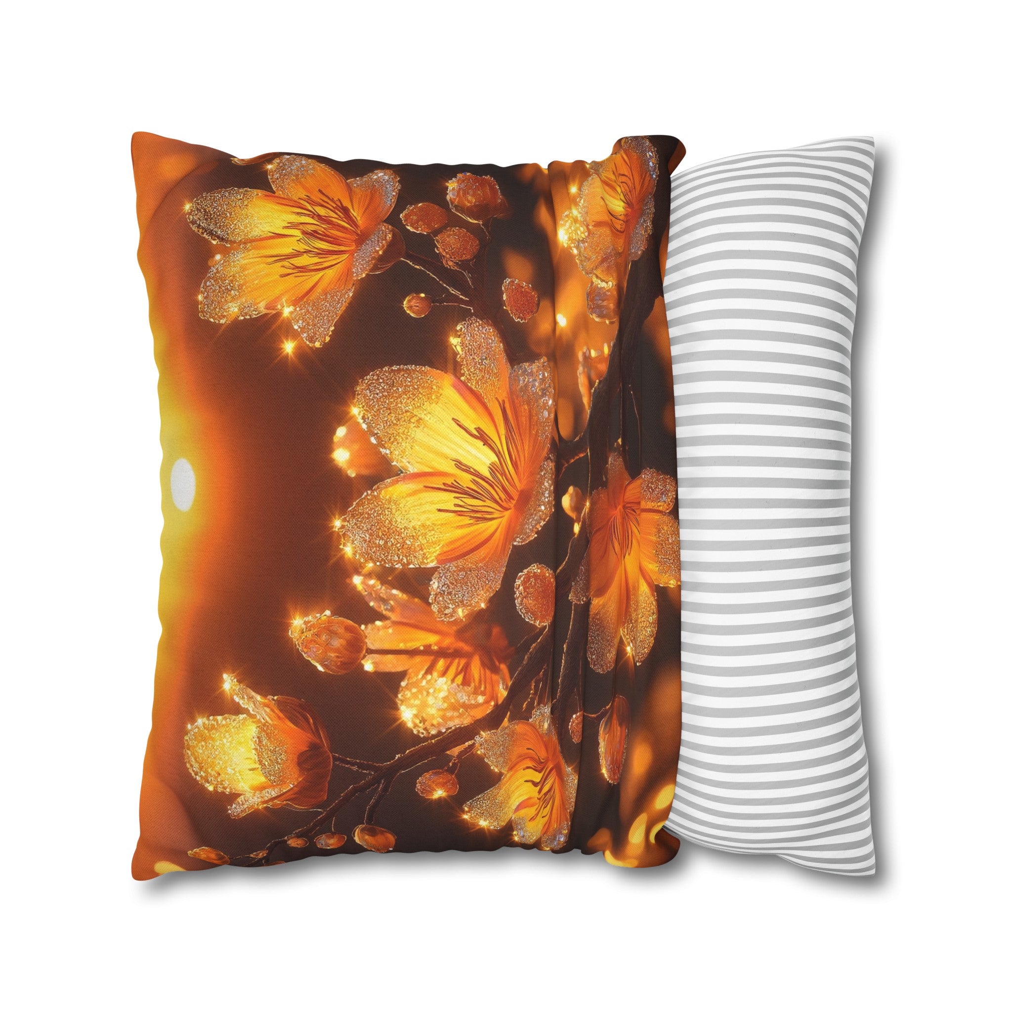 Yellow diamond flowers (3) - Polyester Square Pillowcase