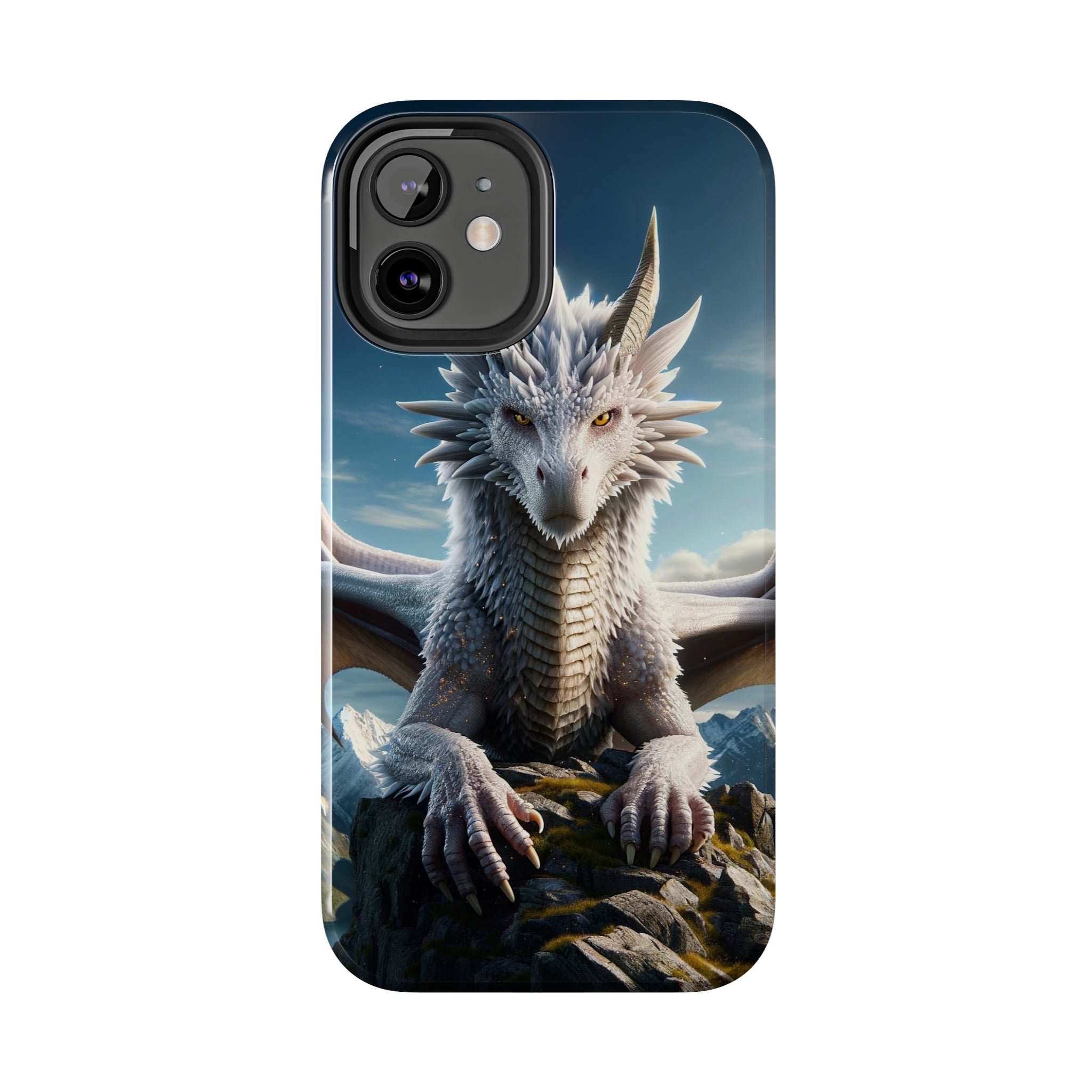 White dragon on a rock - Tough Phone Case