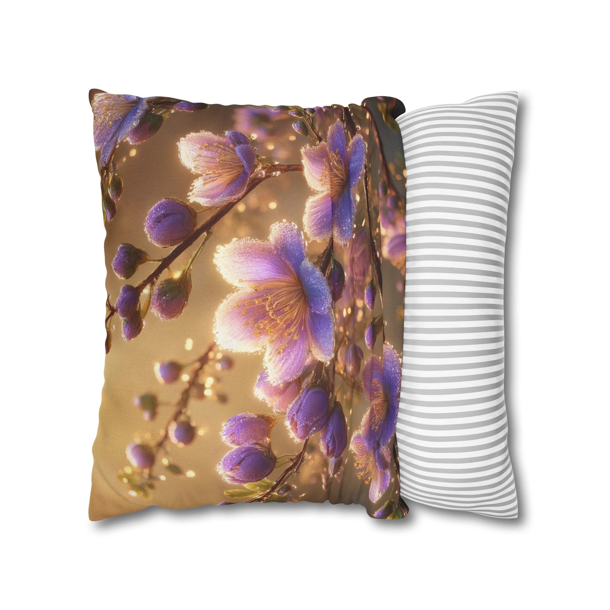 Purple diamond flowers (3) - Polyester Square Pillowcase