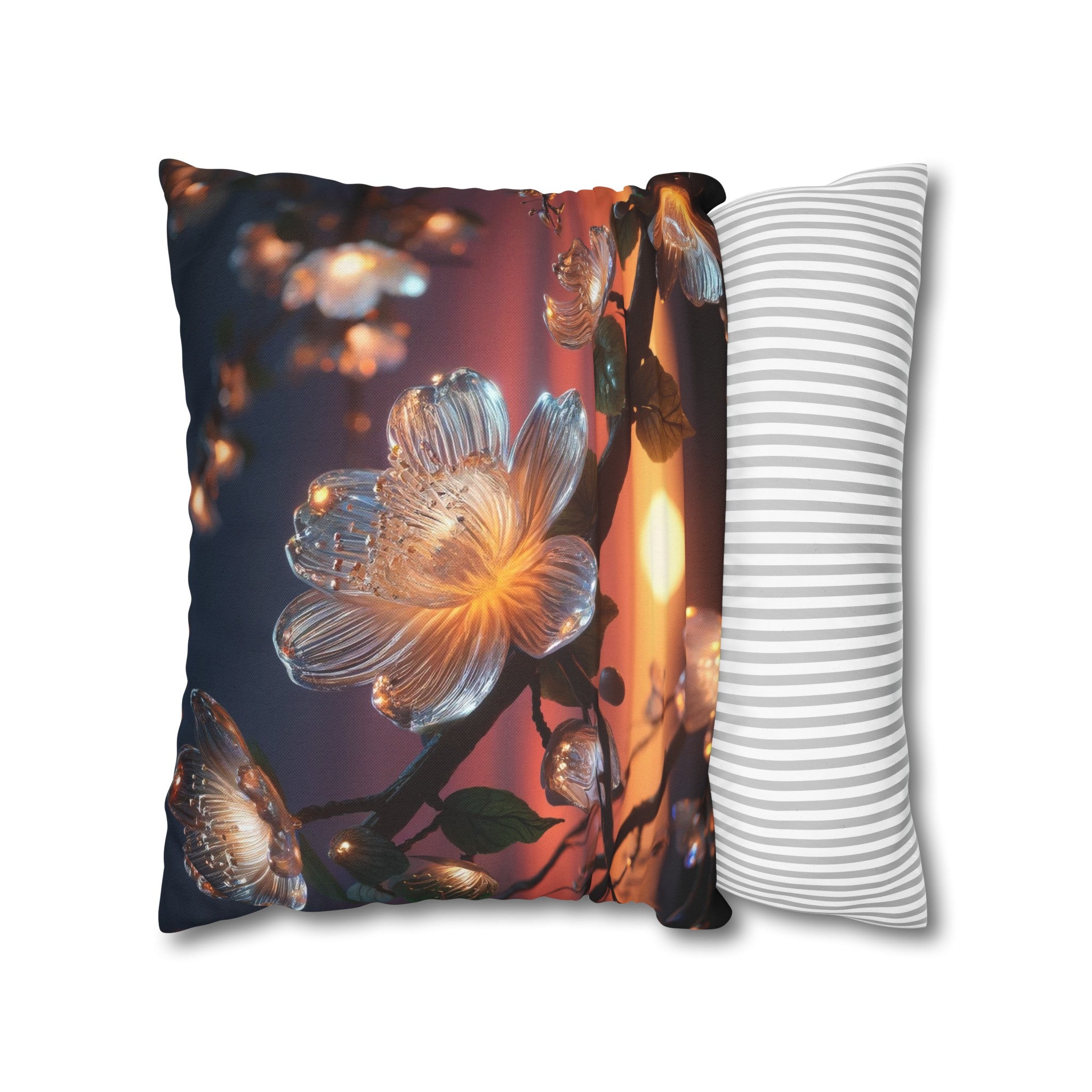 White diamond flowers (4) - Polyester Square Pillowcase