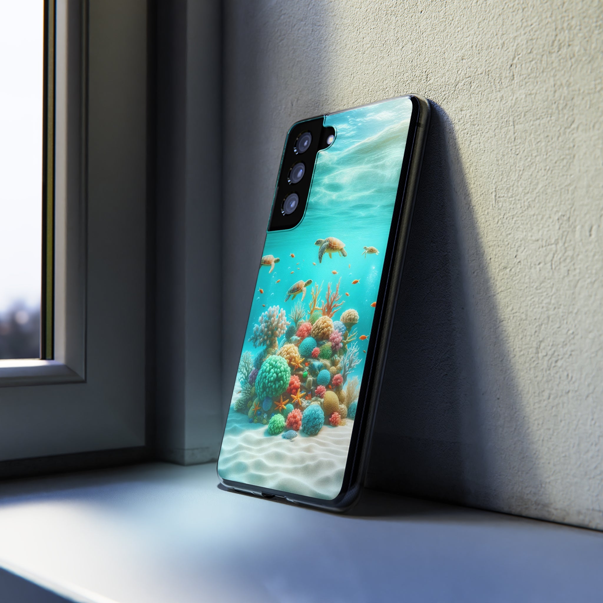 Turtles on coral reef - Soft Phone Case