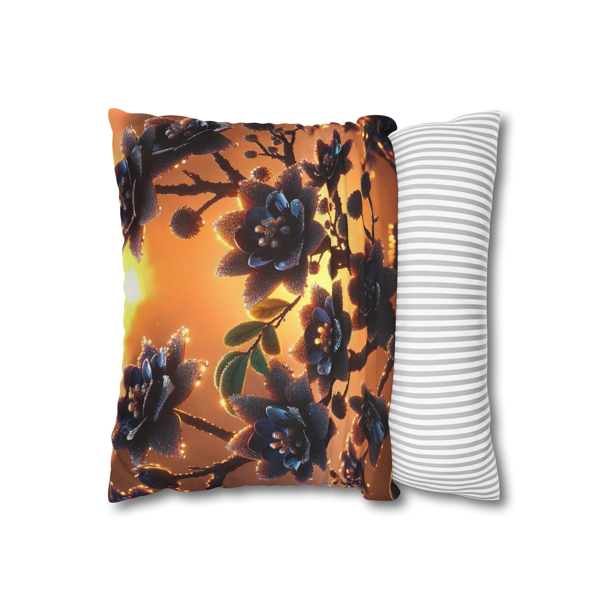 Black diamond flowers (4) - Polyester Square Pillowcase