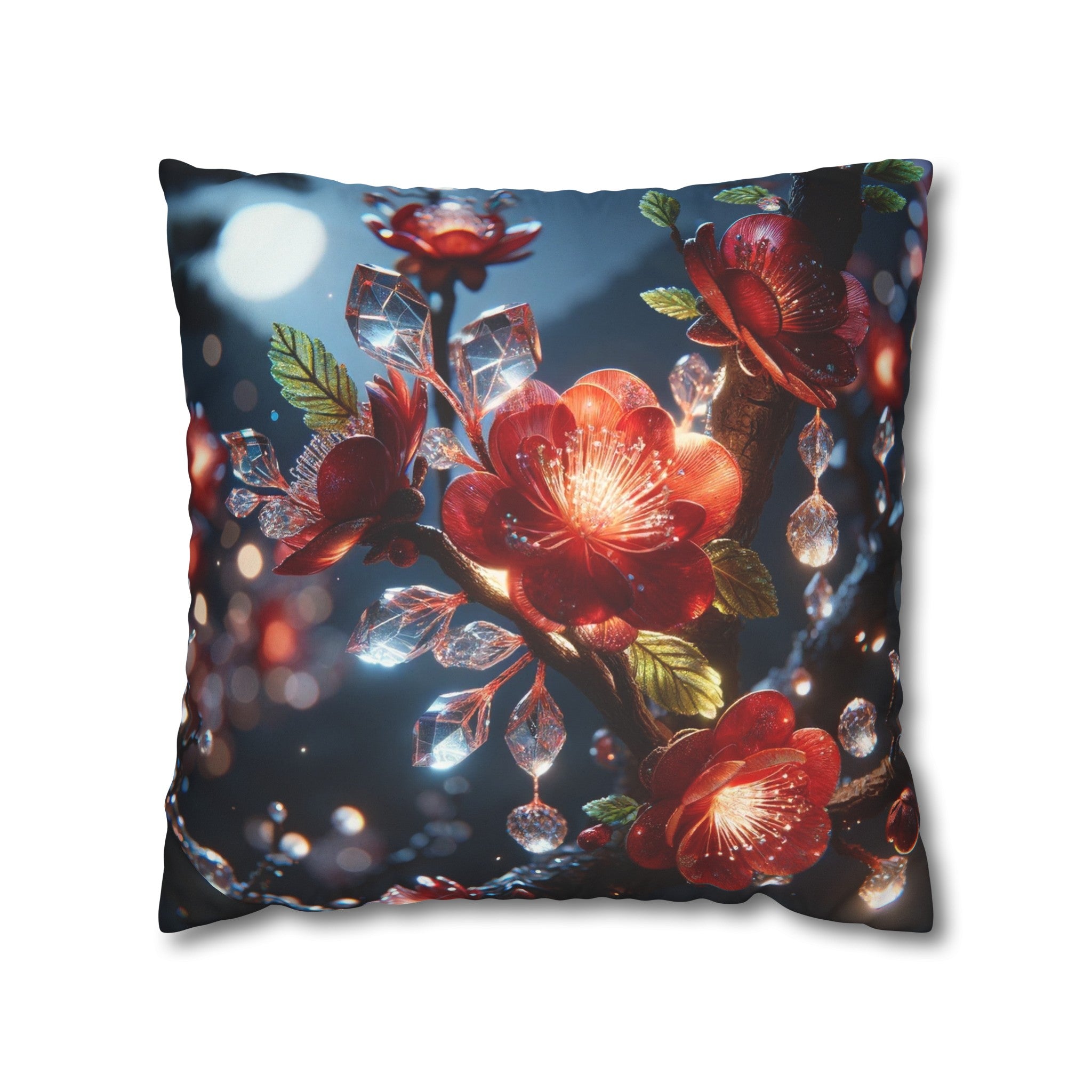 Red diamond flowers (5) - Suede Square Pillowcase