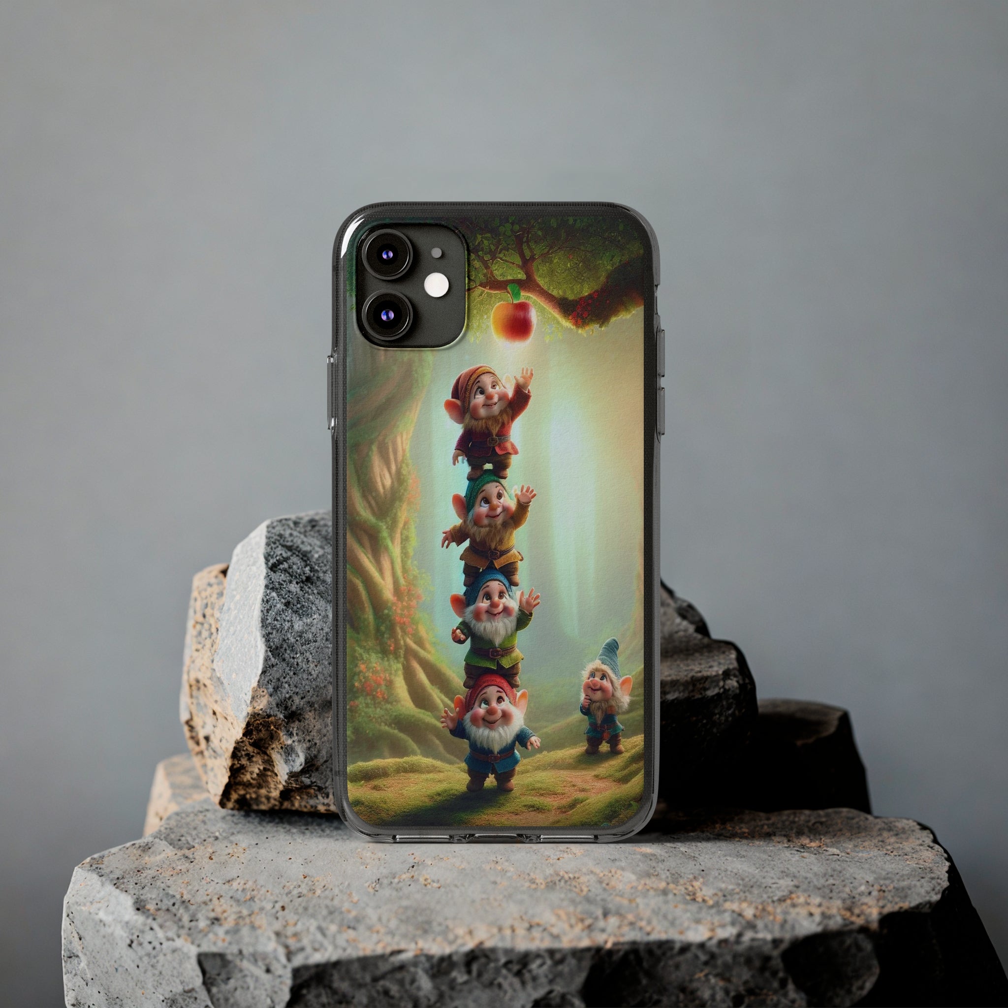 Gnomes reaching an apple - Soft Phone Case