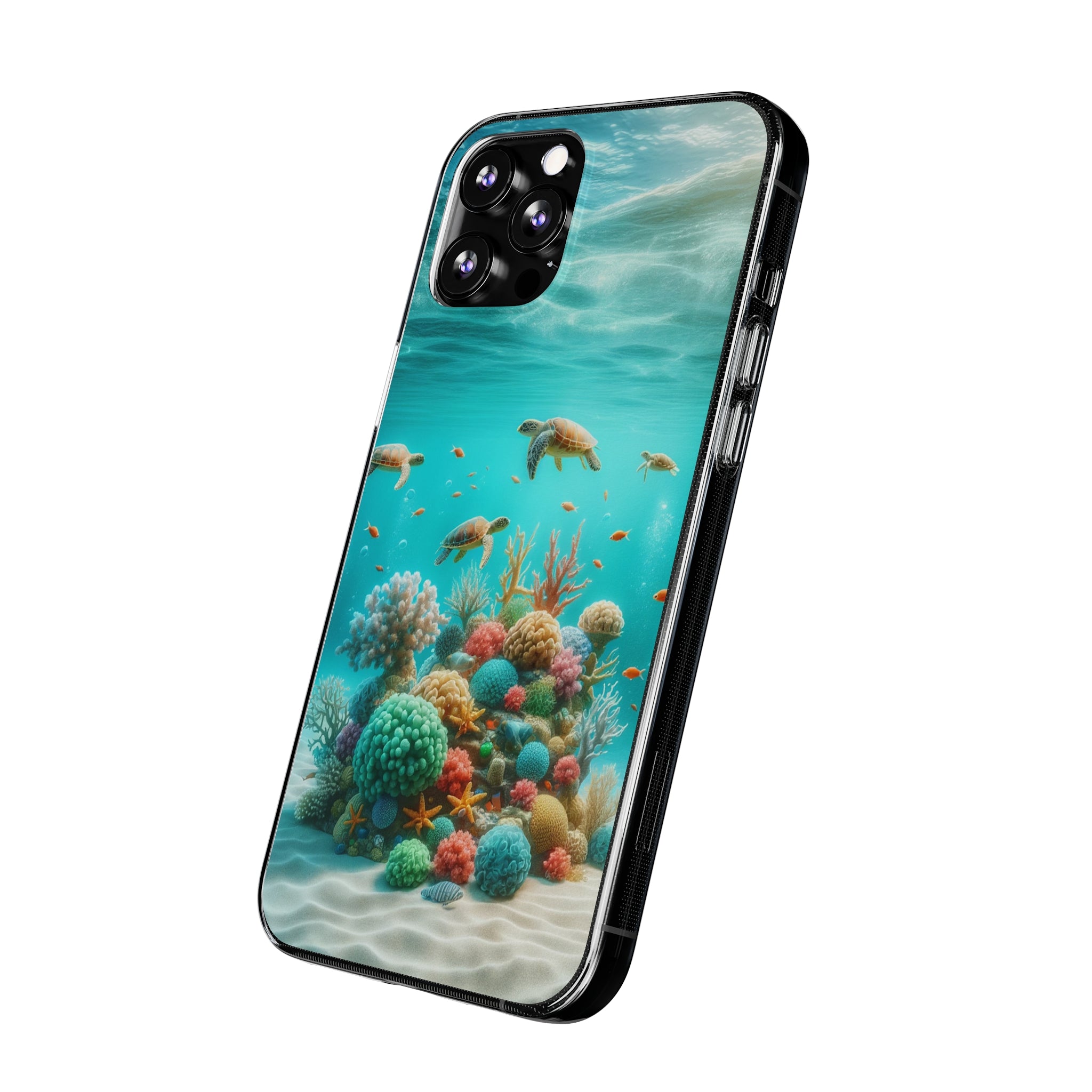 Turtles on coral reef - Soft Phone Case