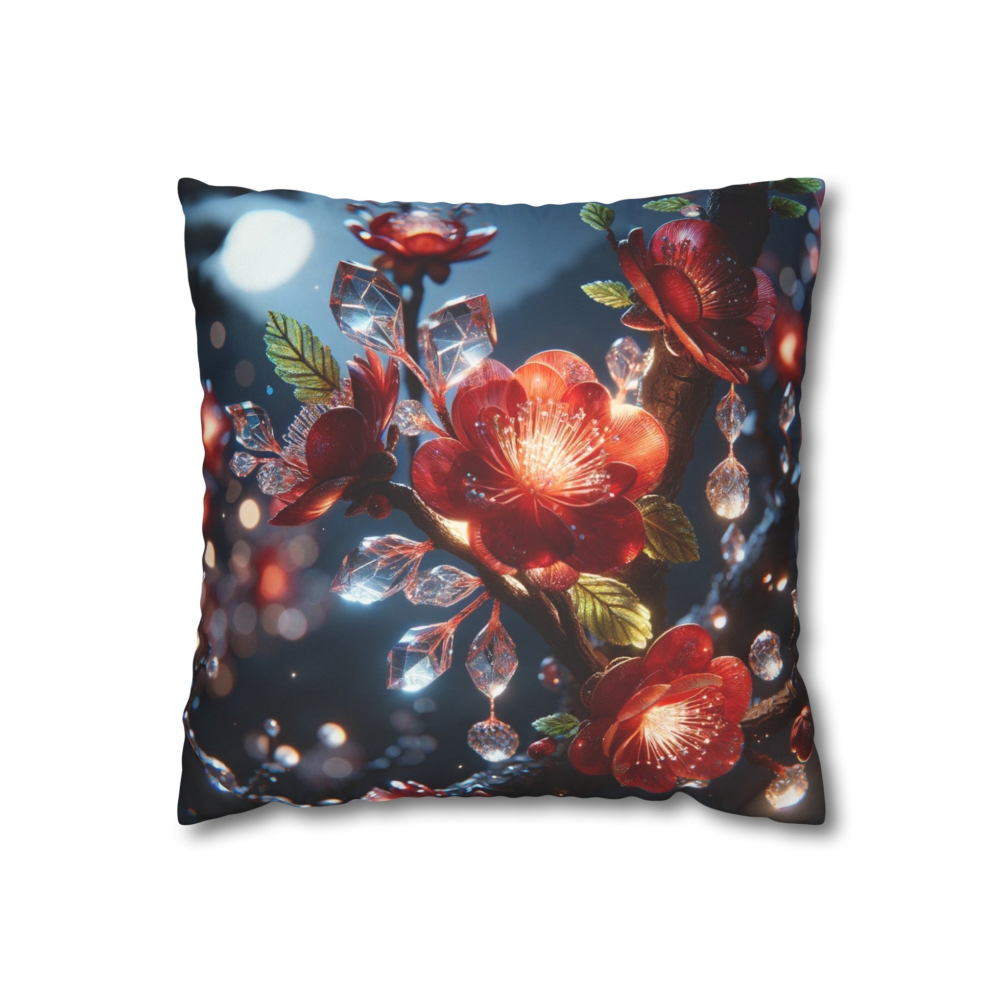 Red diamond flowers (5) - Suede Square Pillowcase