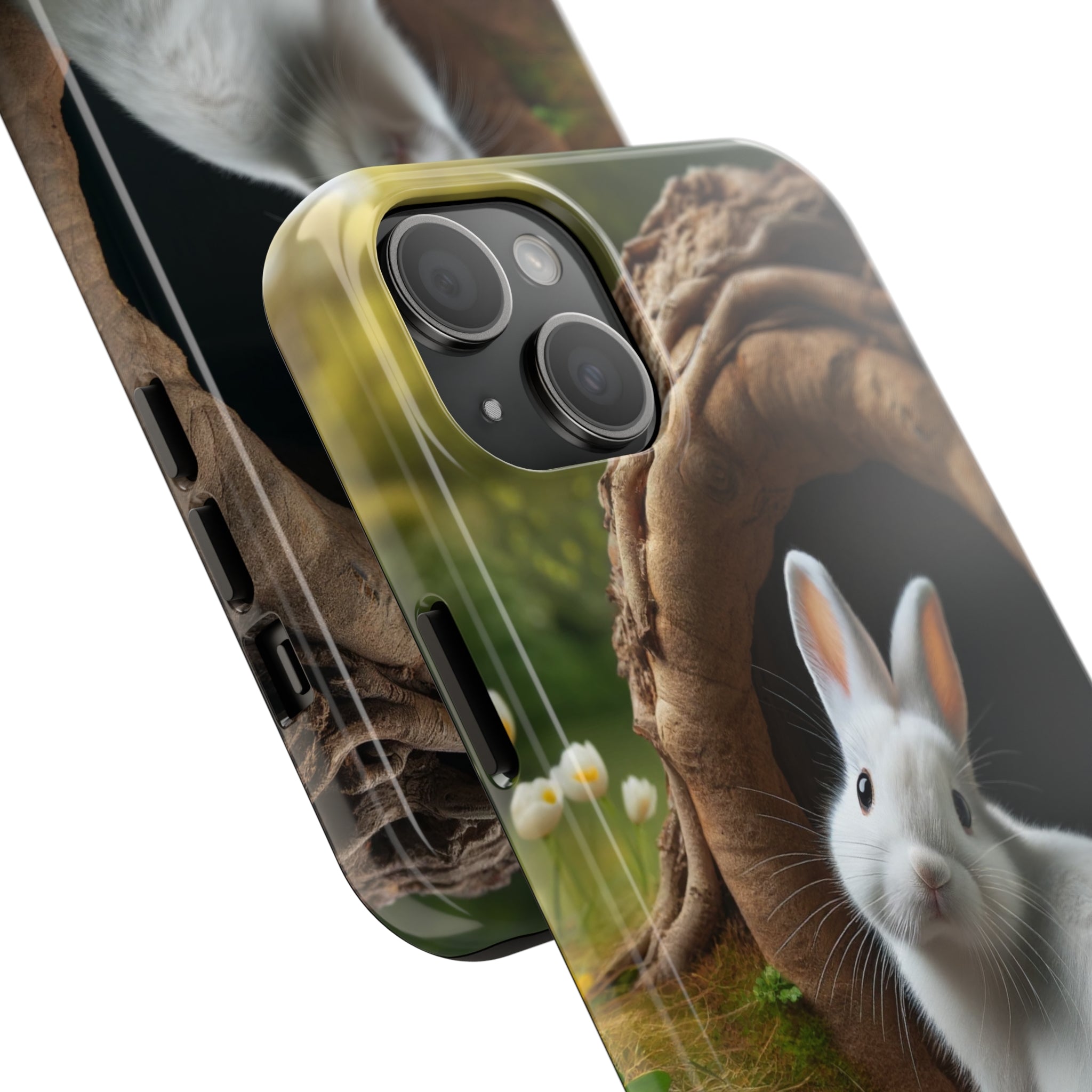 White curious rabbit - Tough Phone Case