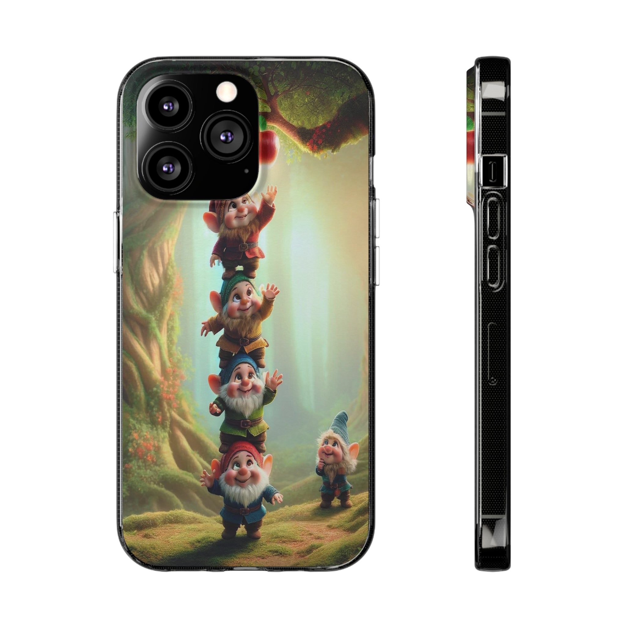 Gnomes reaching an apple - Soft Phone Case