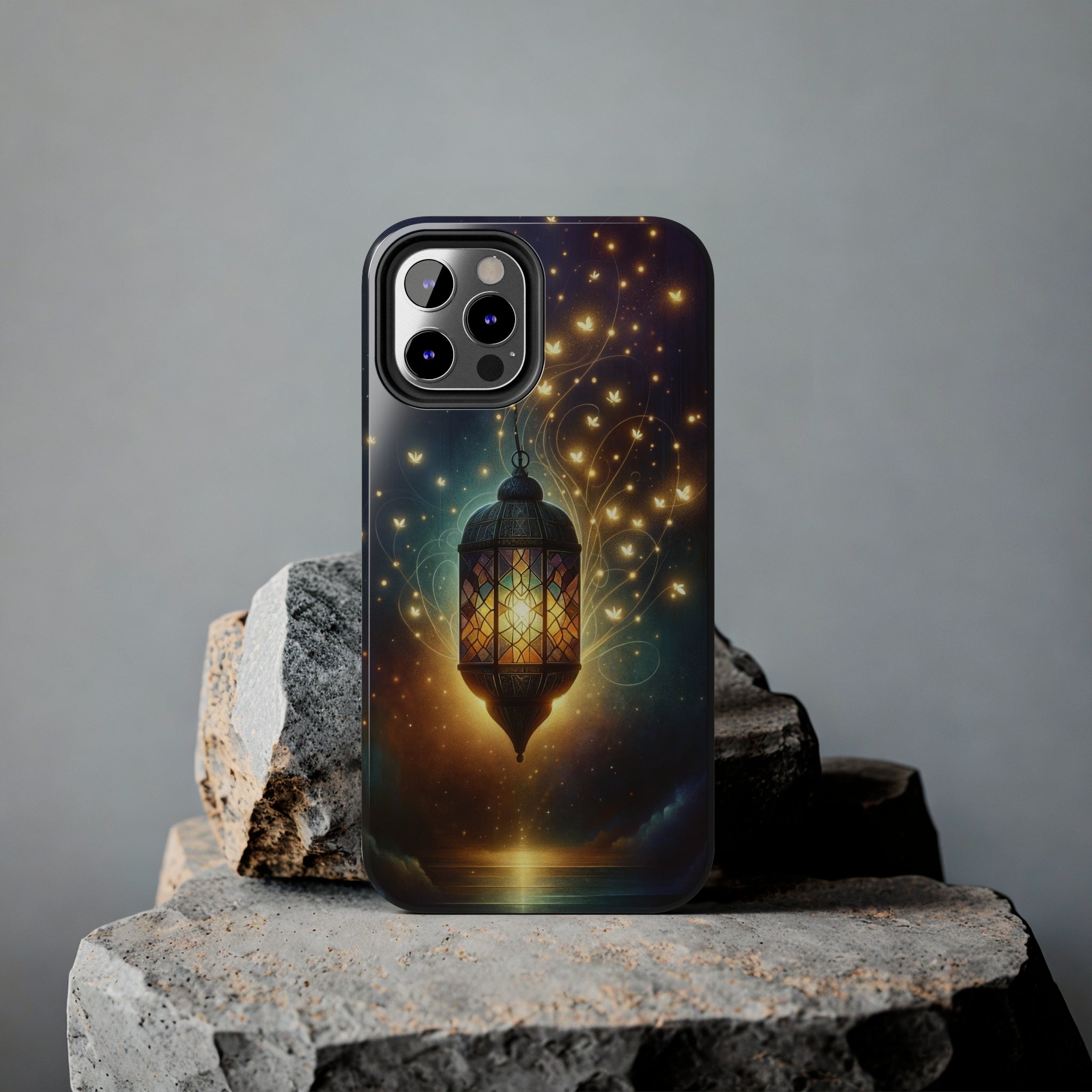 Fireflies around lamp - Tough Phone Case