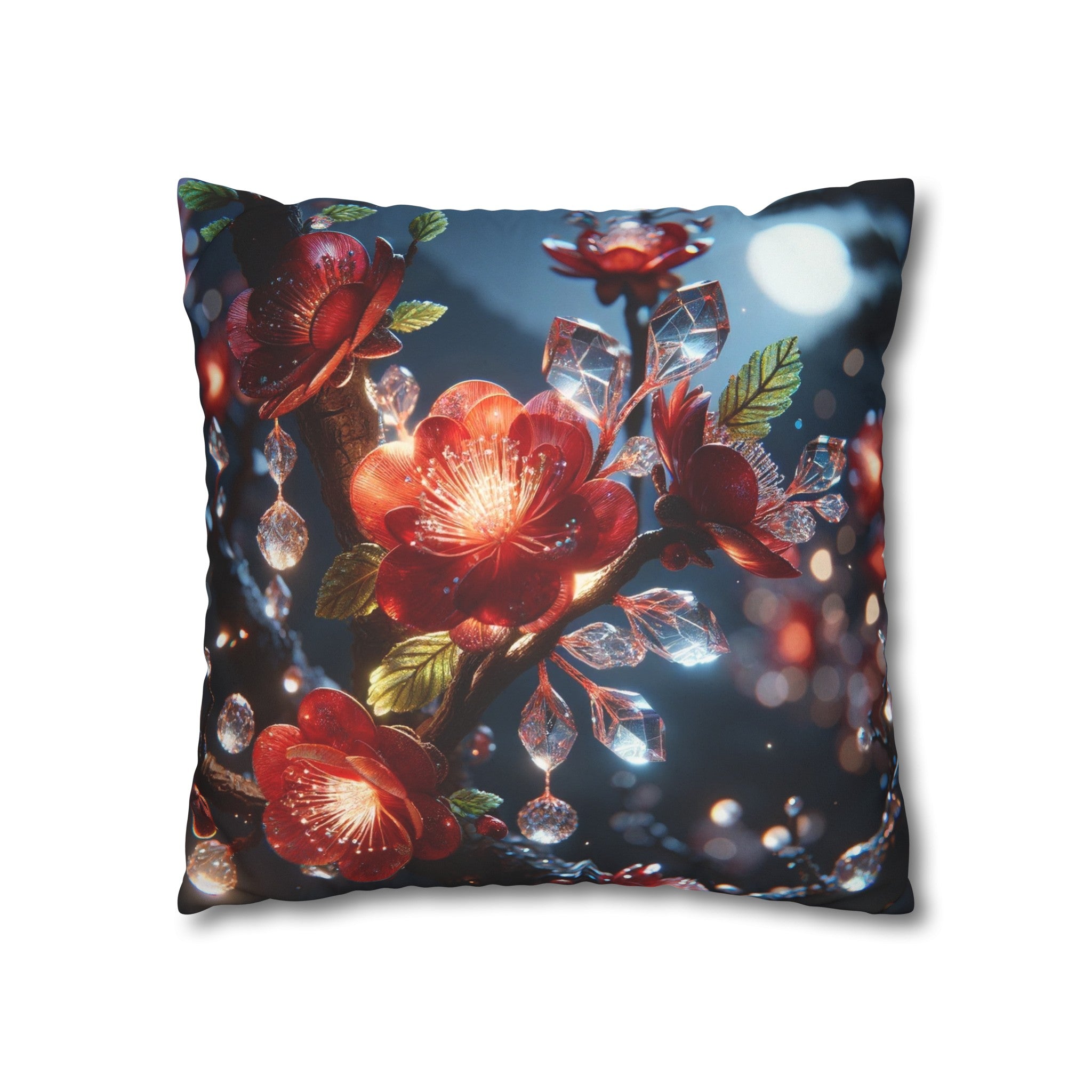 Red diamond flowers (5) - Suede Square Pillowcase