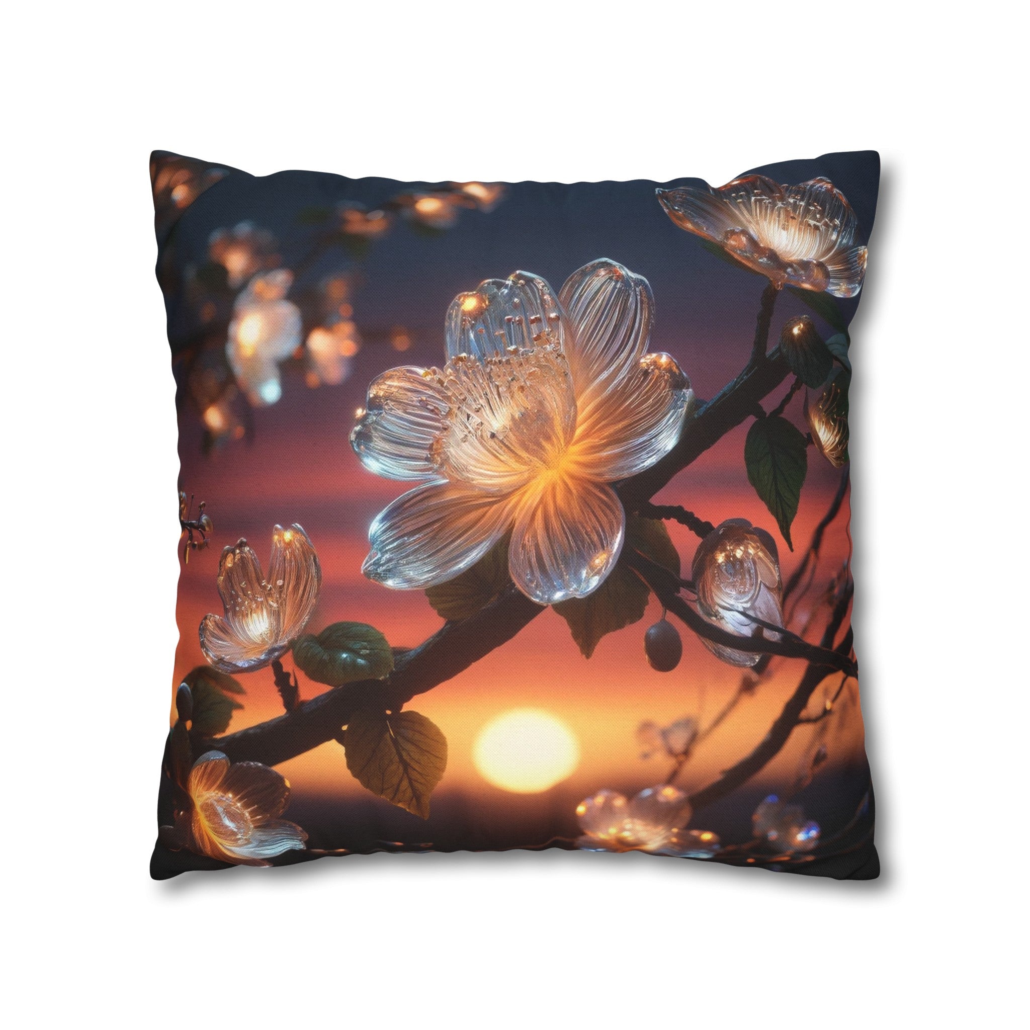 White diamond flowers (4) - Polyester Square Pillowcase