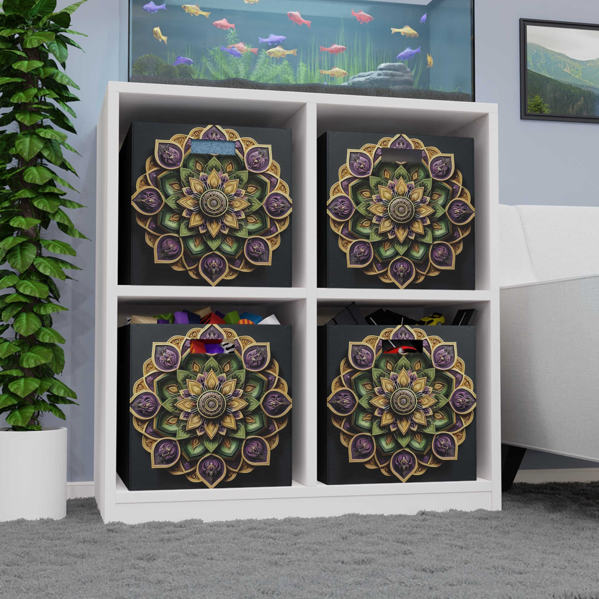 3D purple, green-golden mandala - Storage Box