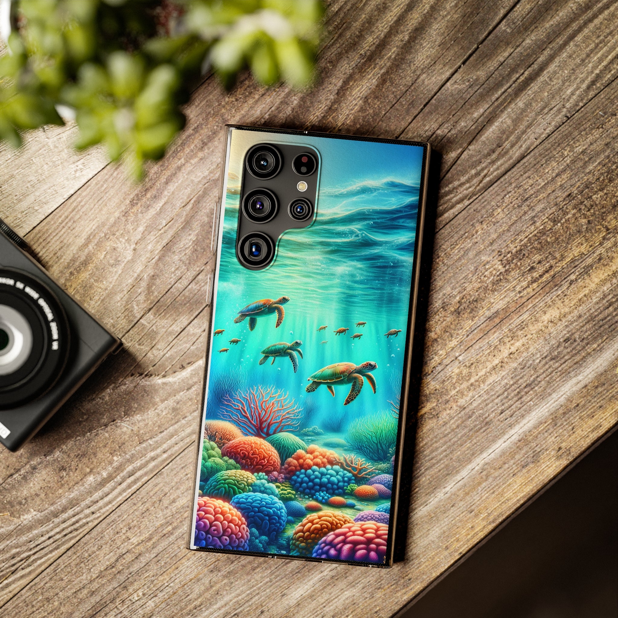 Turtles and coral reef - Soft Phone Case