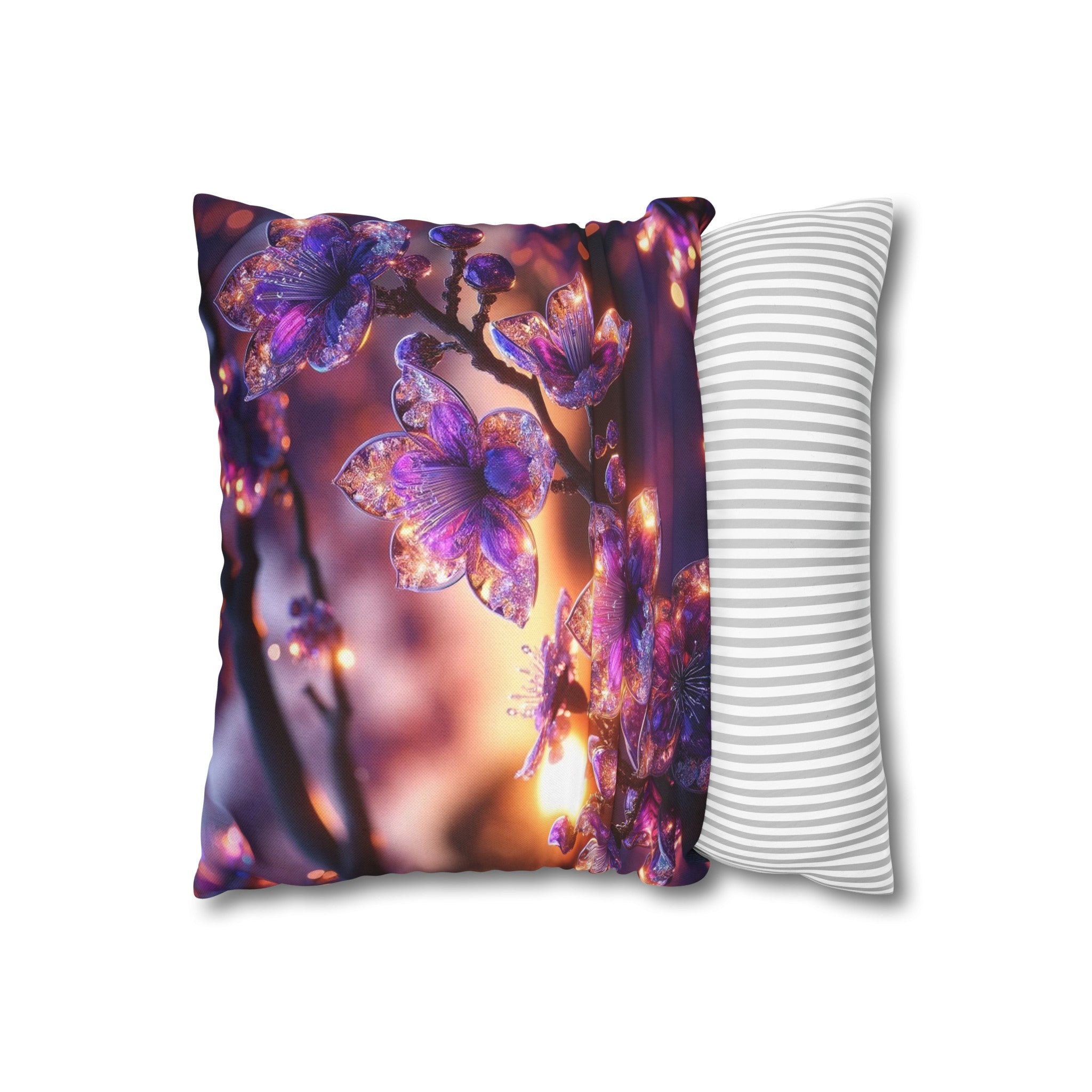 Purple diamond flowers (4) - Polyester Square Pillowcase