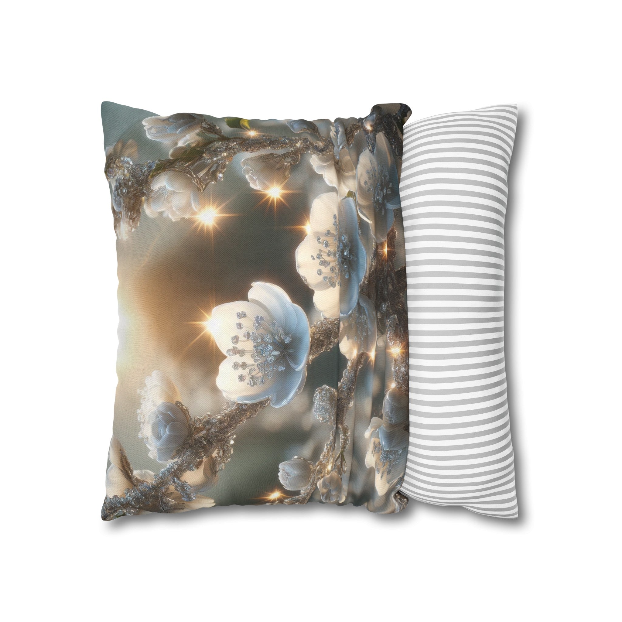 White diamond flowers (1) - Polyester Square Pillowcase