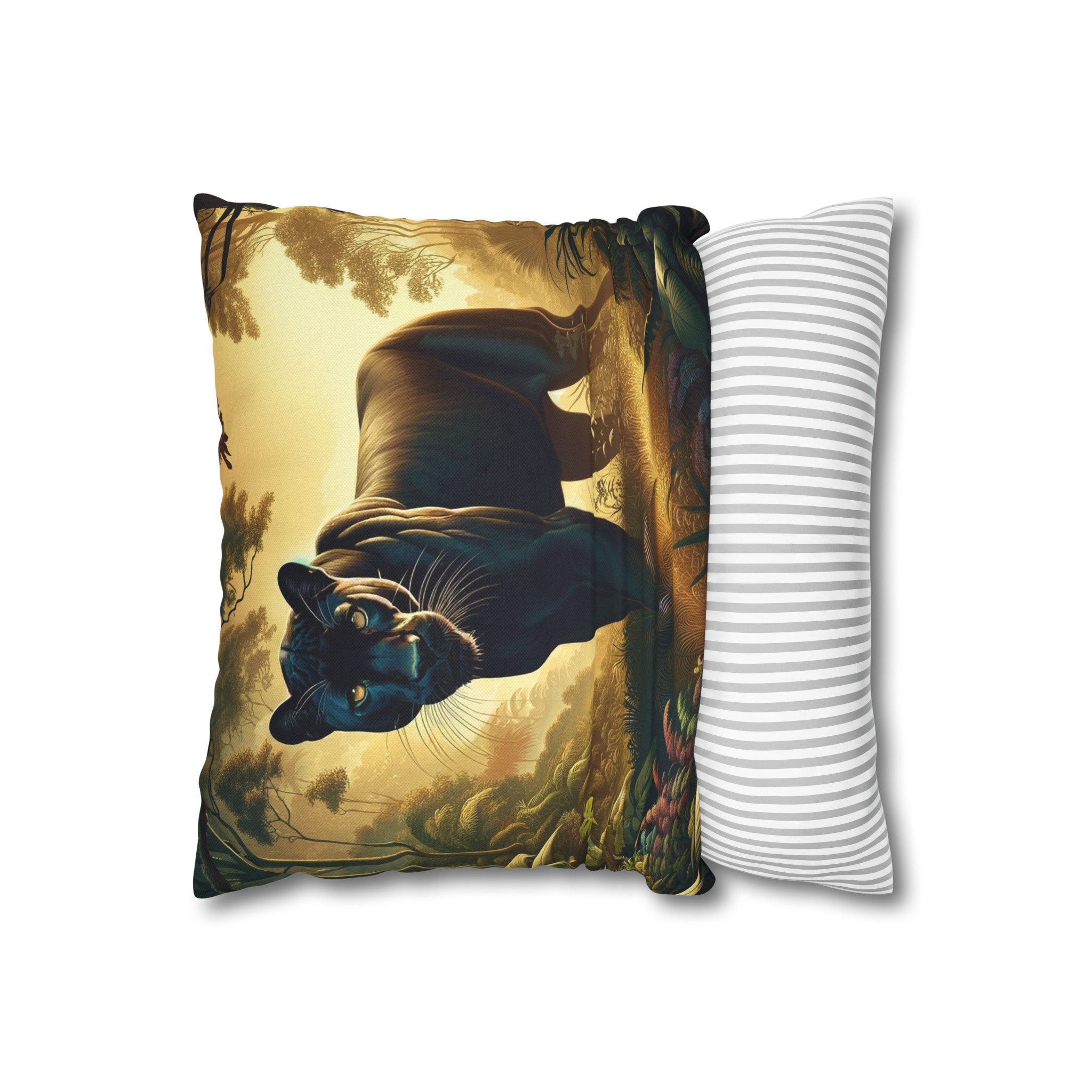 A Tiger walking in the jungle - Spun Polyester Square Pillowcase