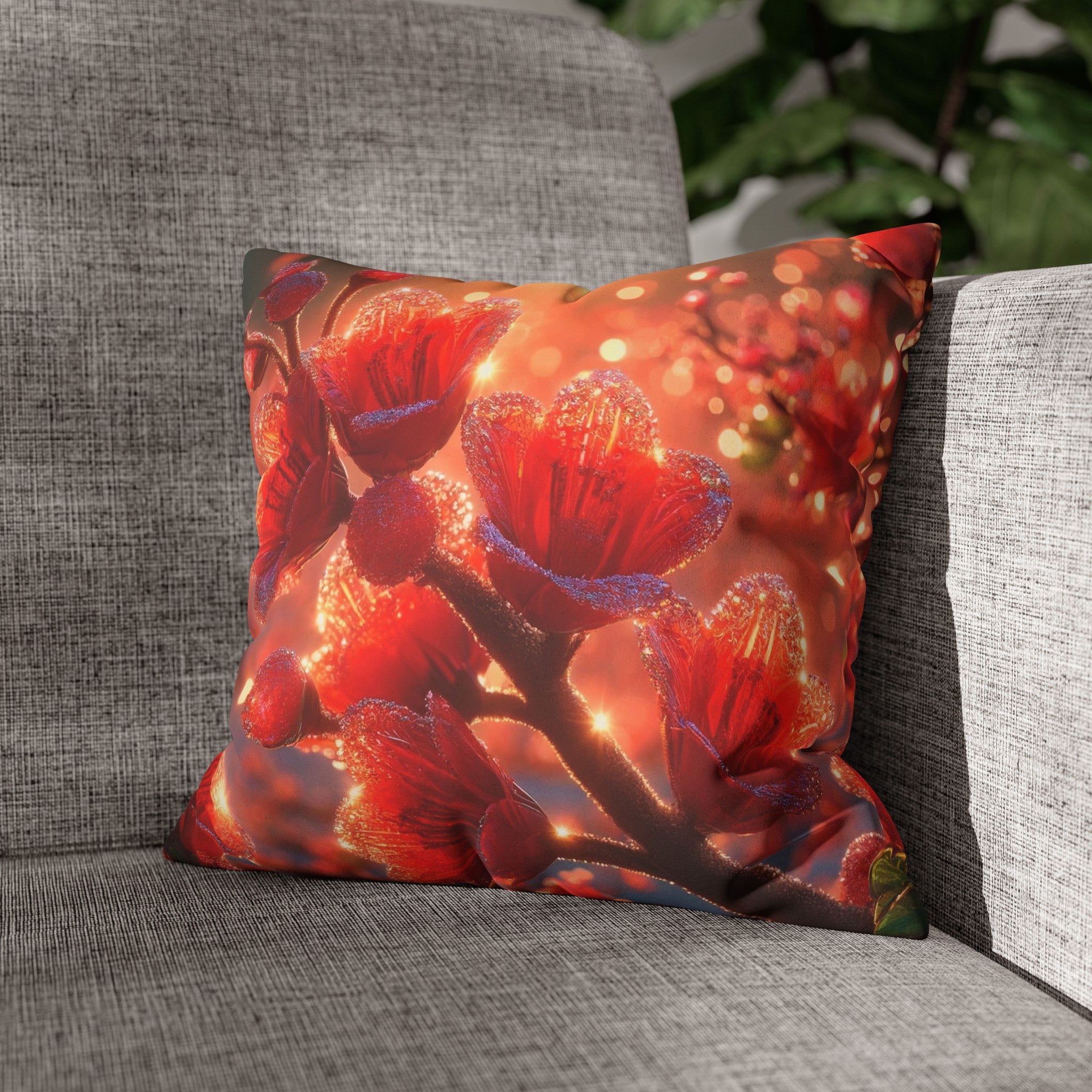 Red diamond flowers (2) - Suede Square Pillowcase