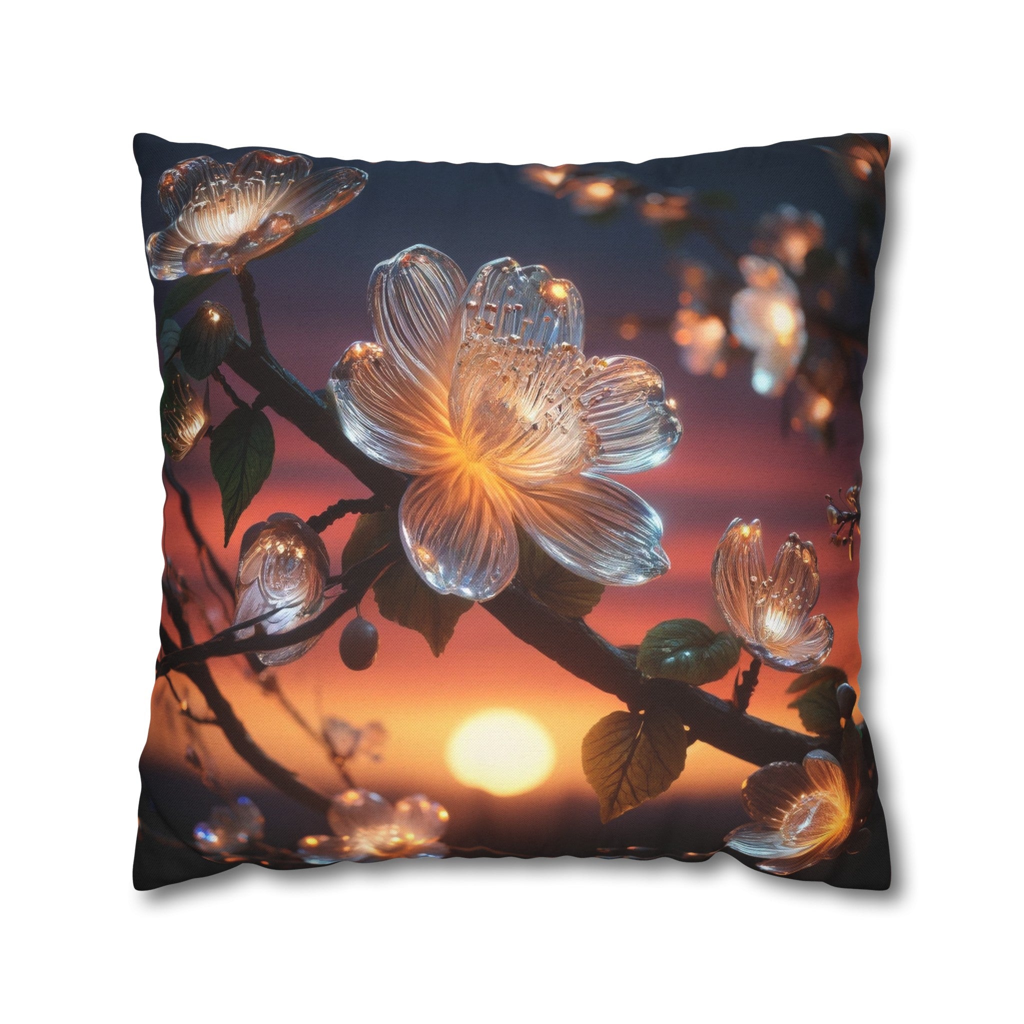 White diamond flowers (4) - Polyester Square Pillowcase