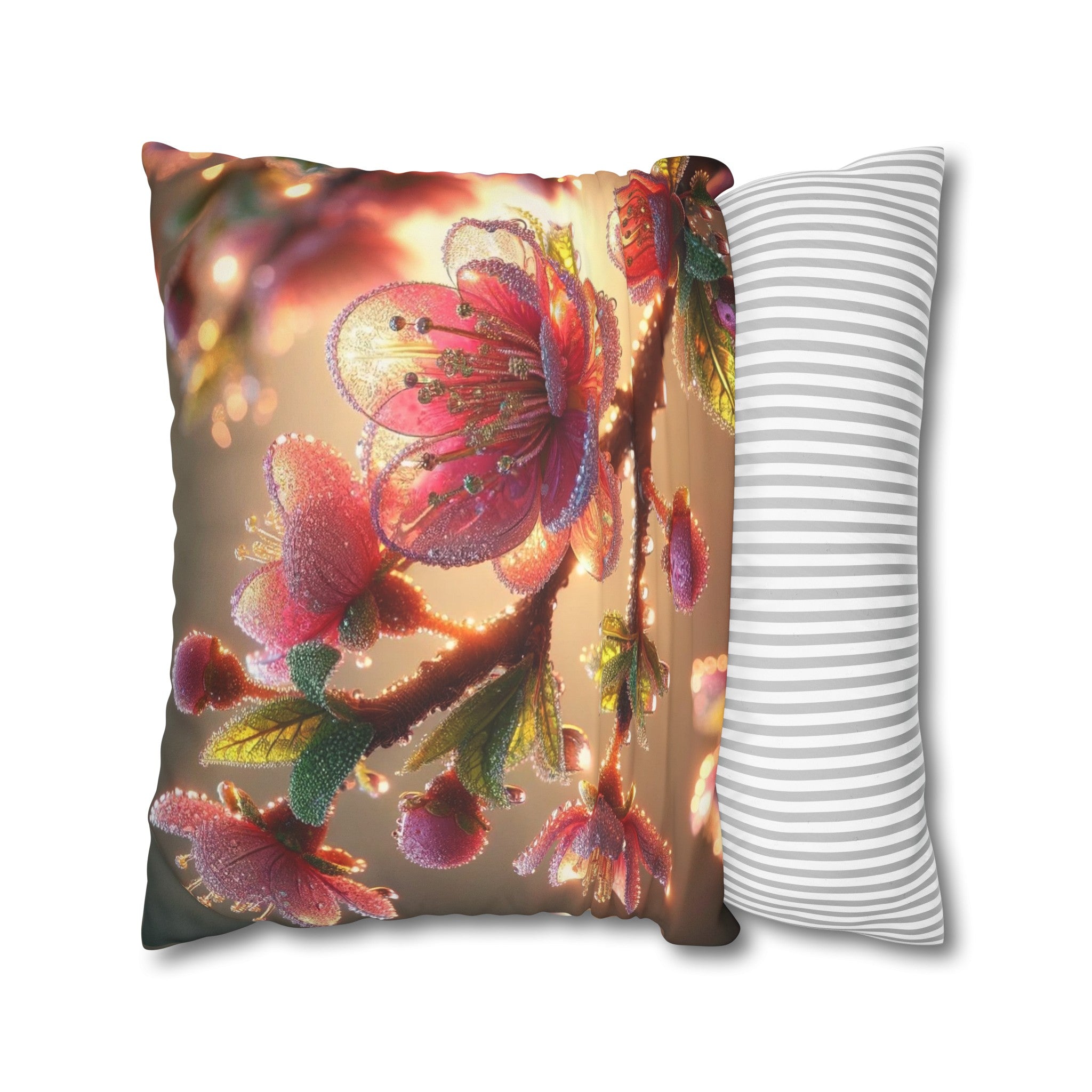 Pink diamond flowers (1) - Suede Square Pillowcase