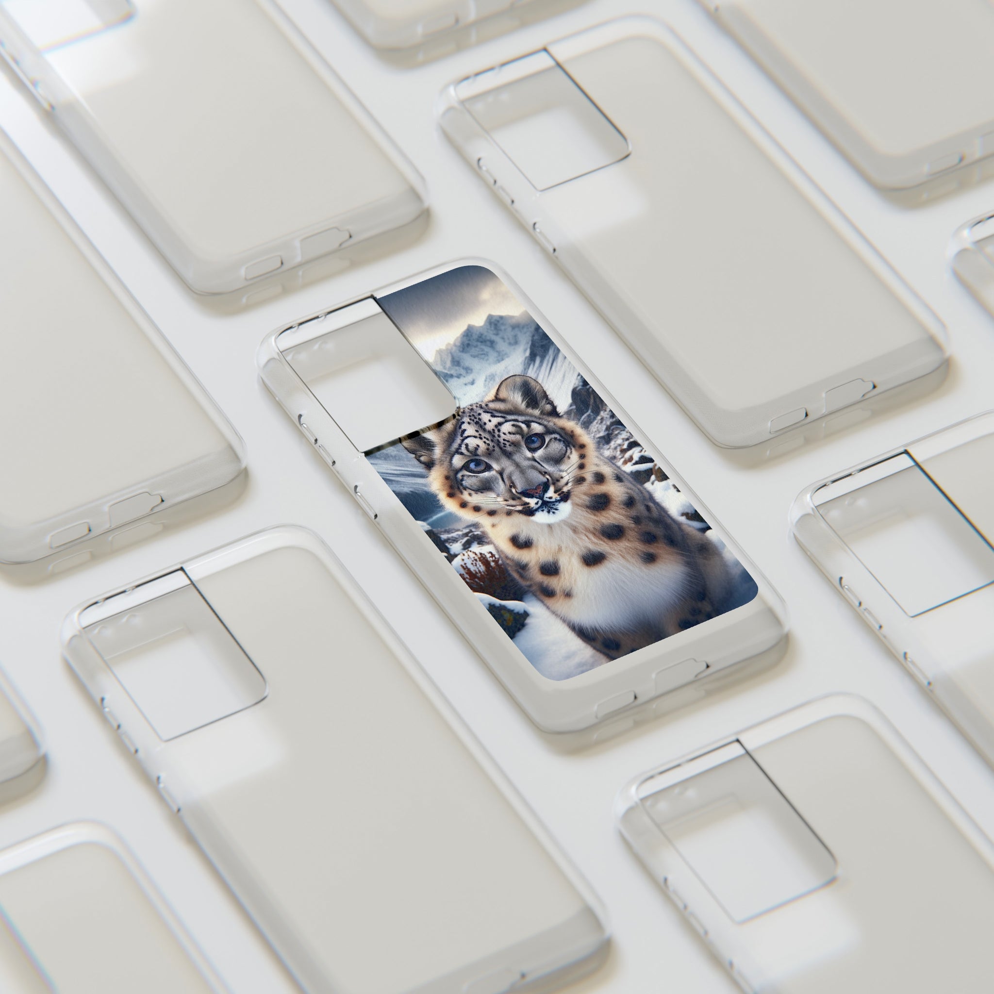 Curious Snow Leopard - Soft Phone Case