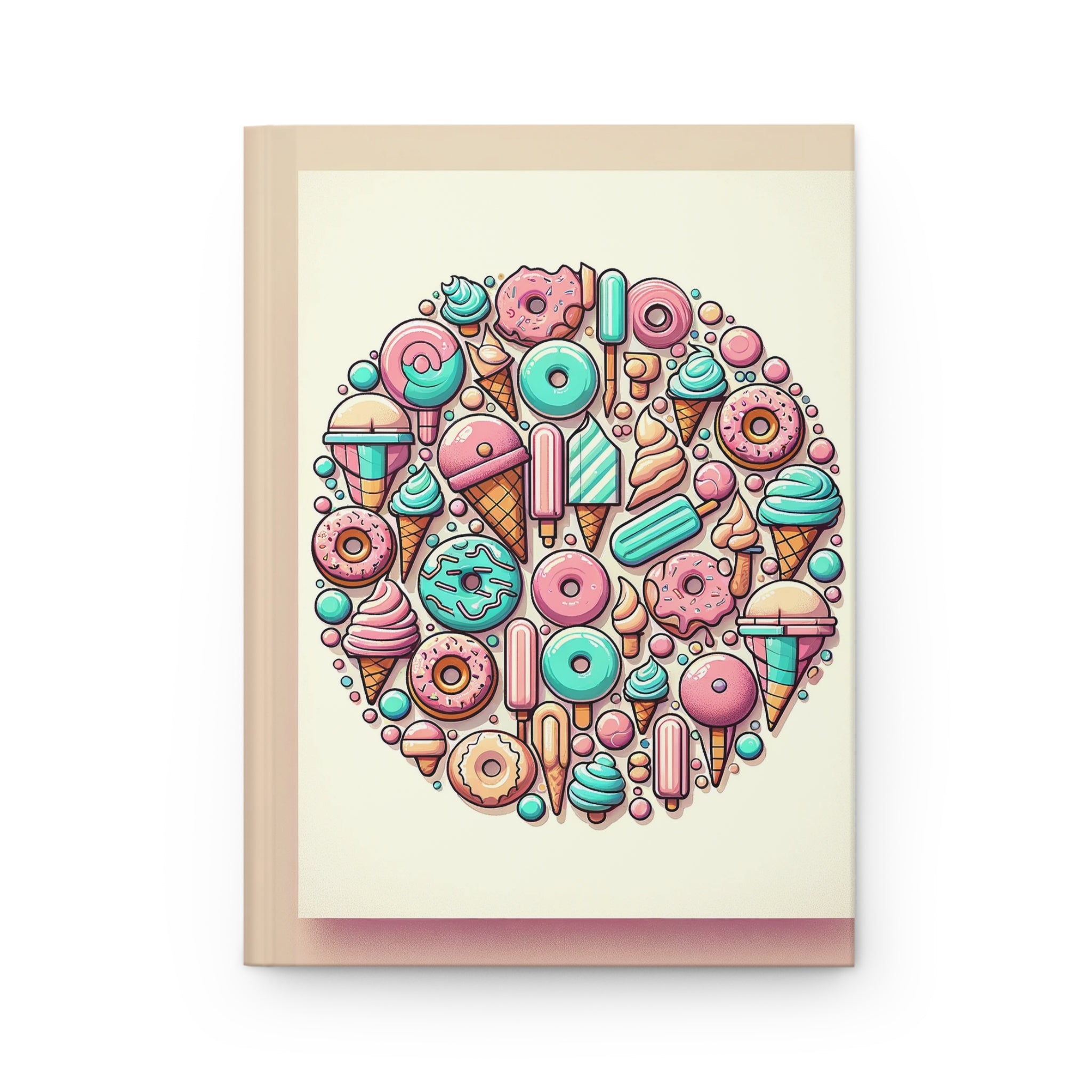 Circle of donuts and ice cream - Hardcover Notebook