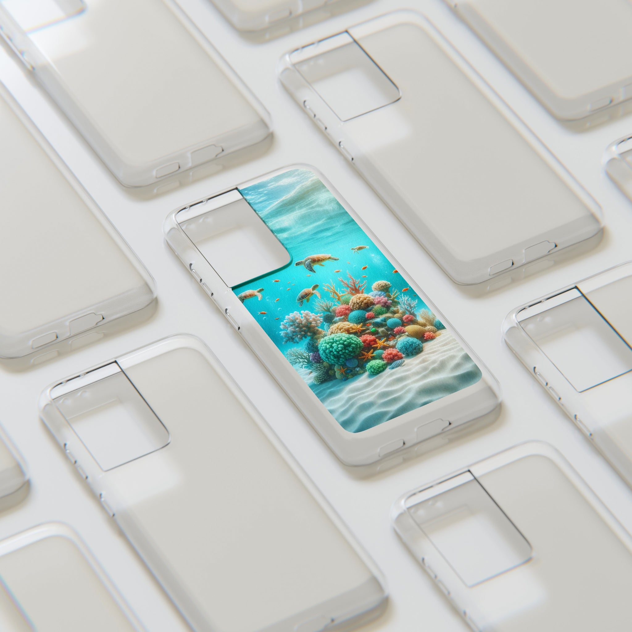 Turtles on coral reef - Soft Phone Case