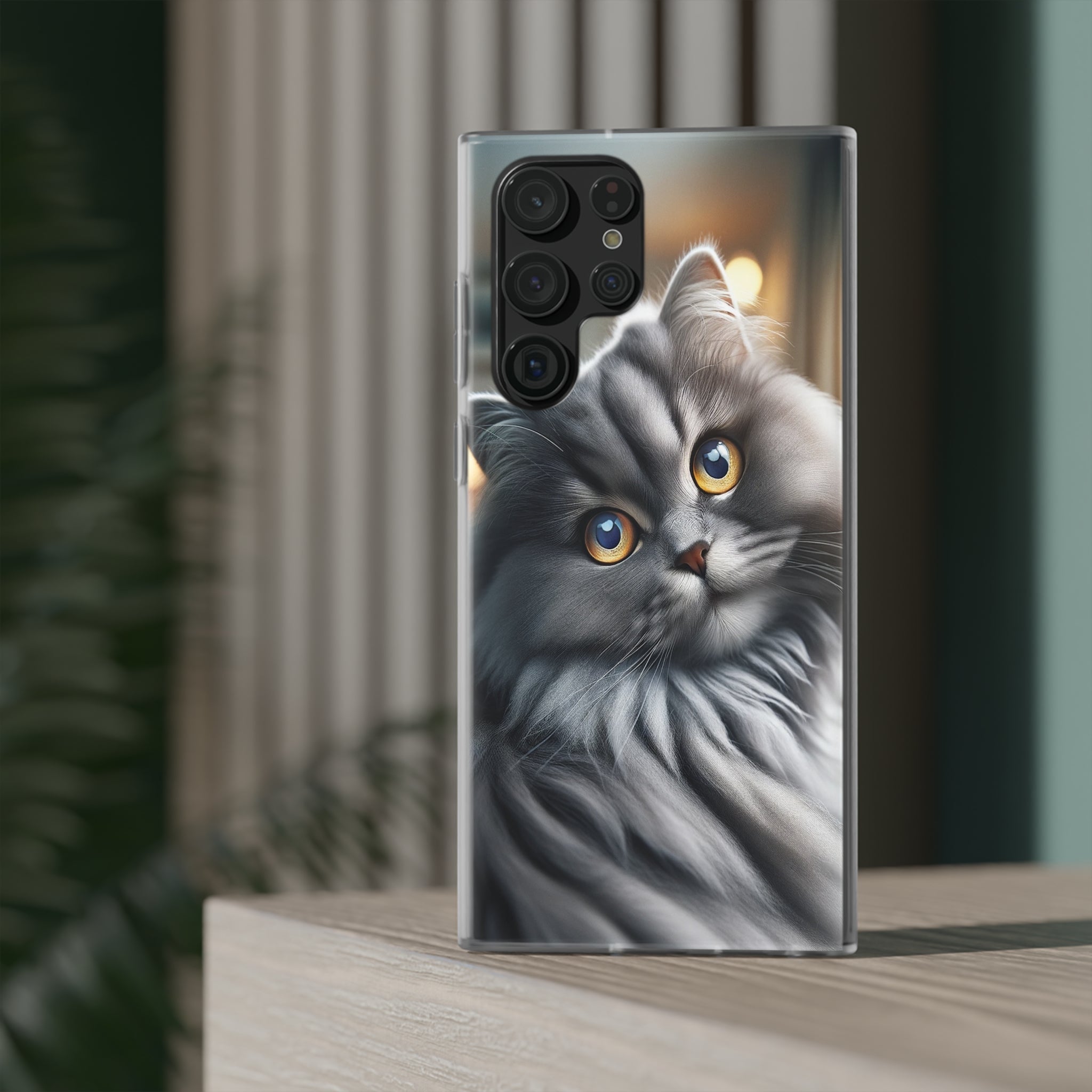 Curious, grey cat - Flexi Case (Samsung only)