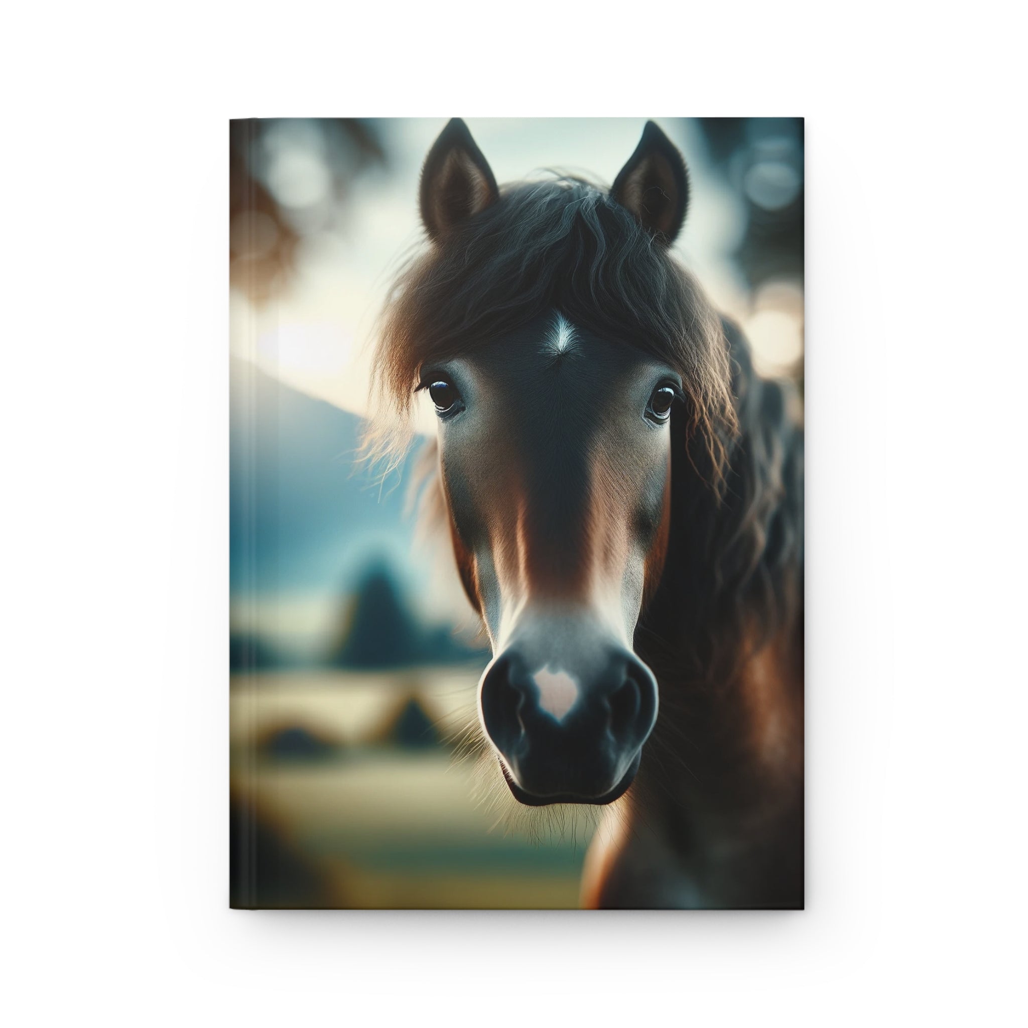 A curious, black horse - Hardcover Notebook