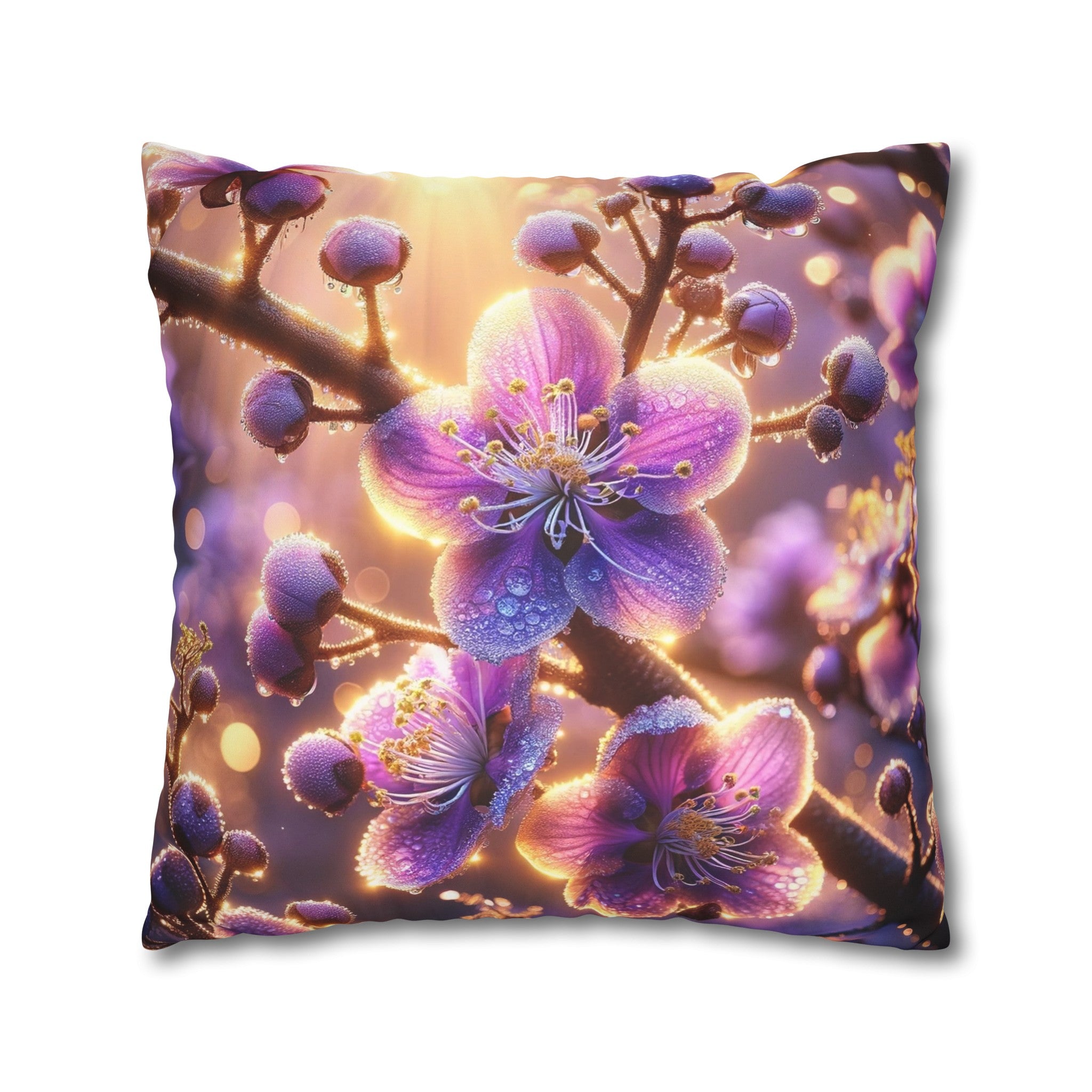 Purple diamond flowers (2) - Suede Square Pillowcase