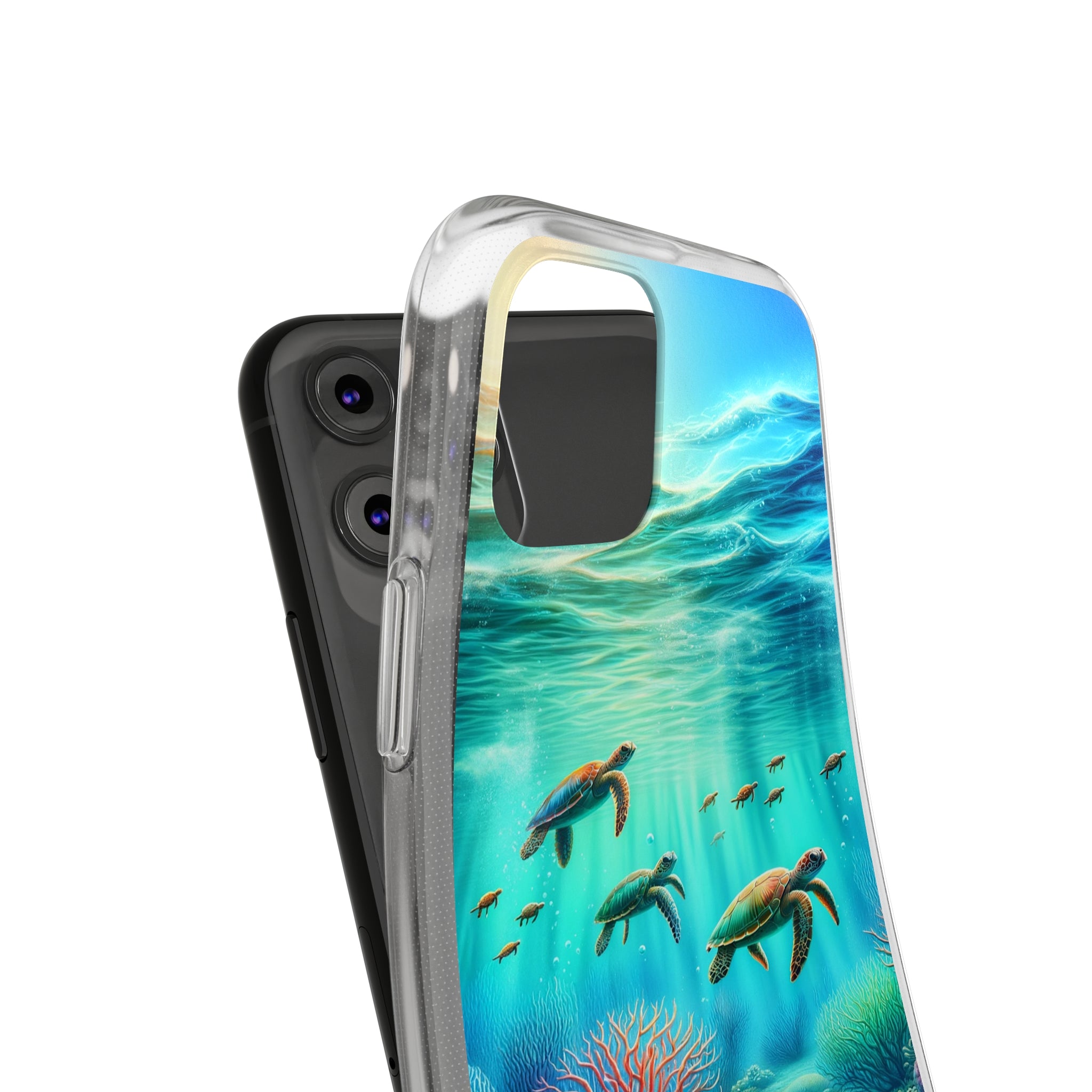 Turtles and coral reef - Soft Phone Case