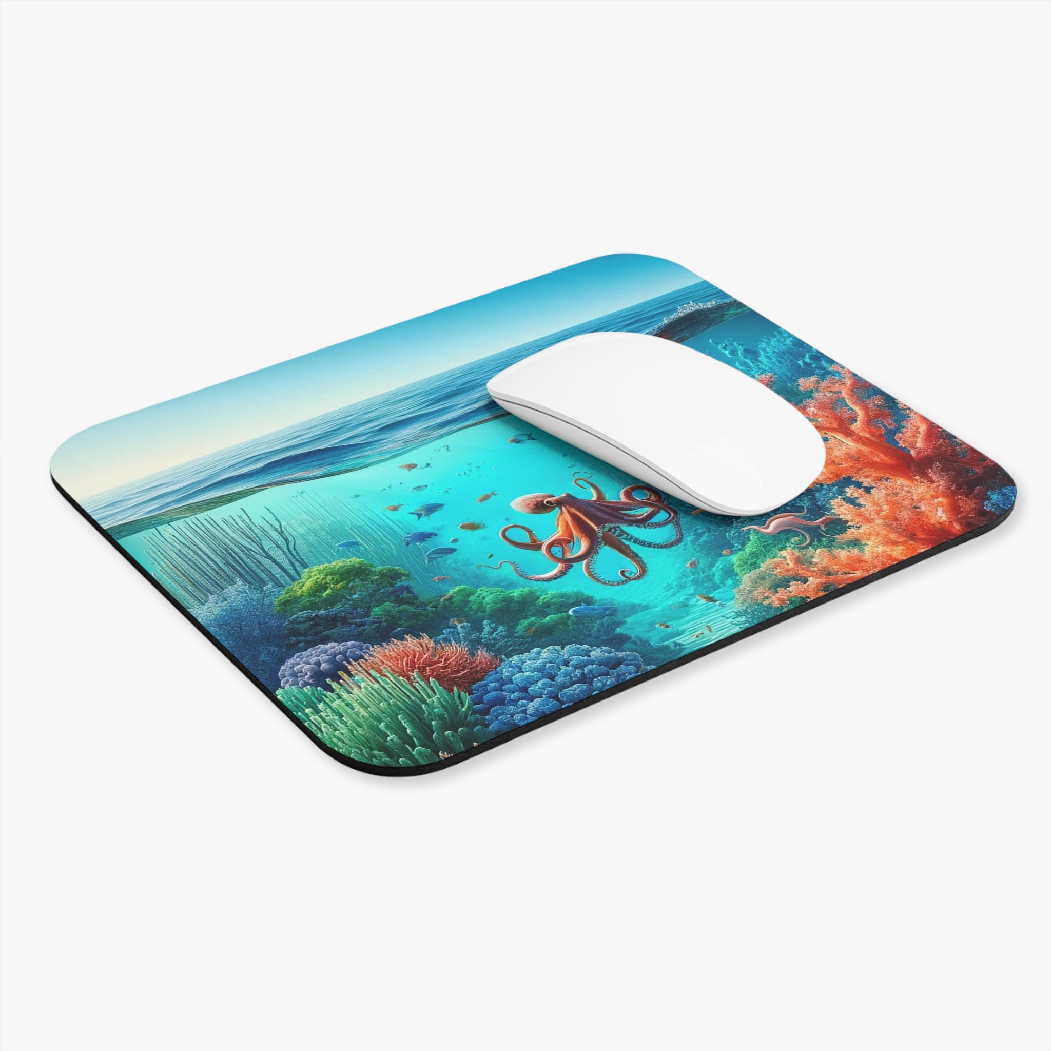 An octopus and coral reef - Mouse Pad (Rectangle)