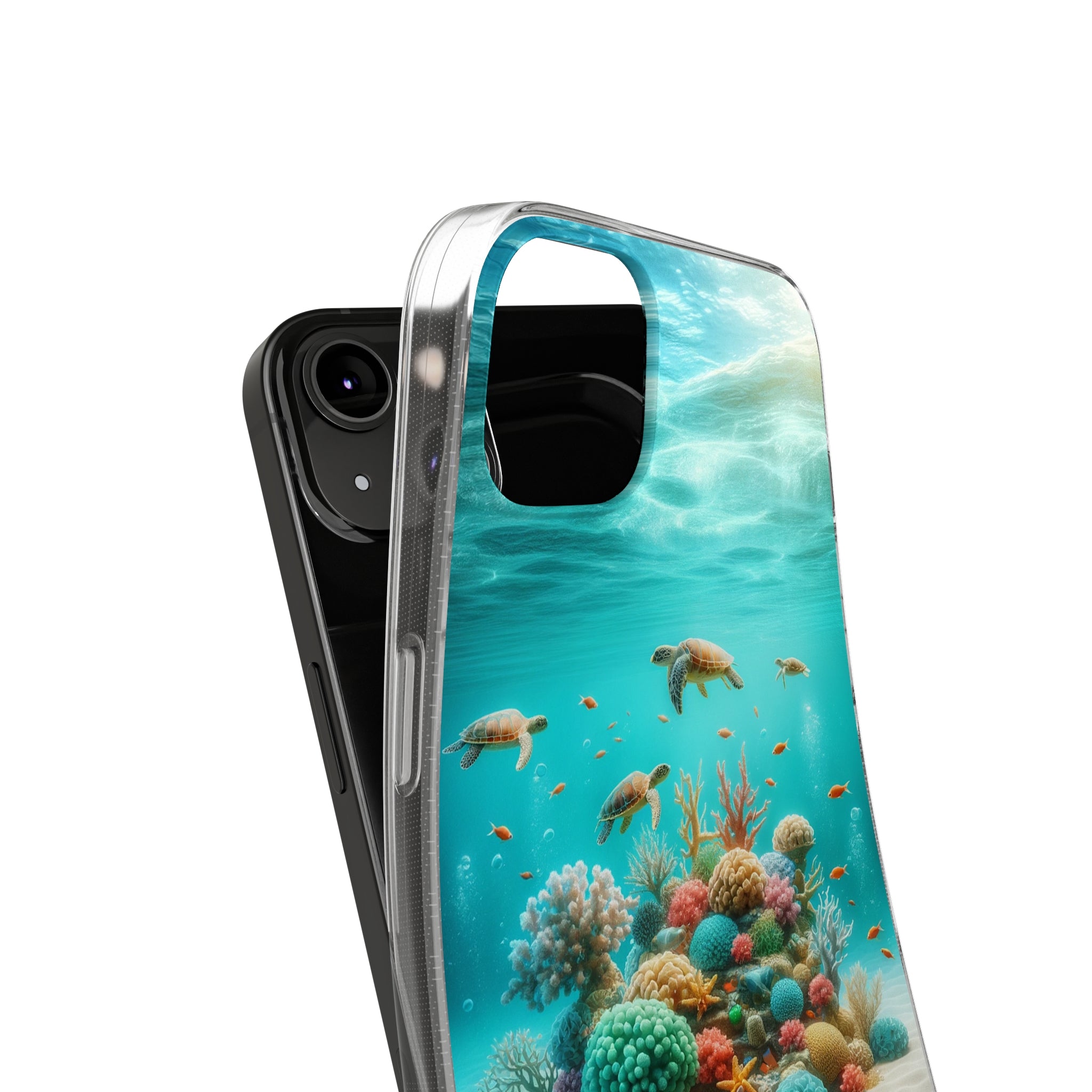 Turtles on coral reef - Soft Phone Case