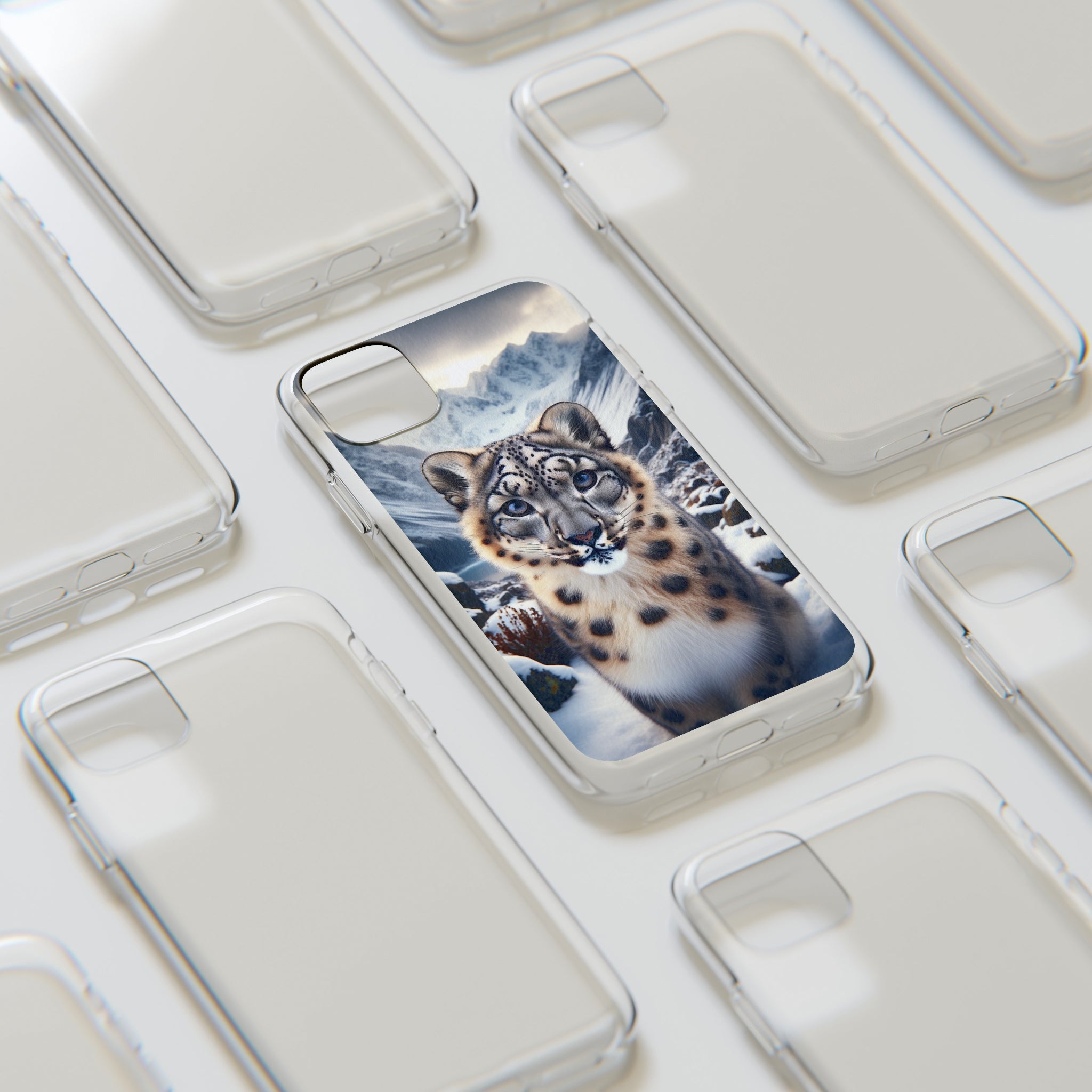 Curious Snow Leopard - Soft Phone Case