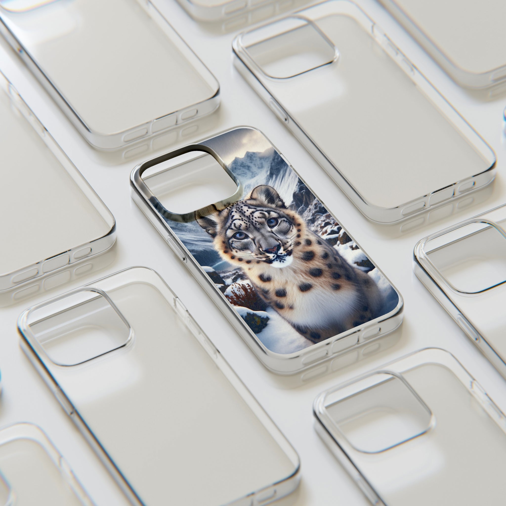 Curious Snow Leopard - Soft Phone Case