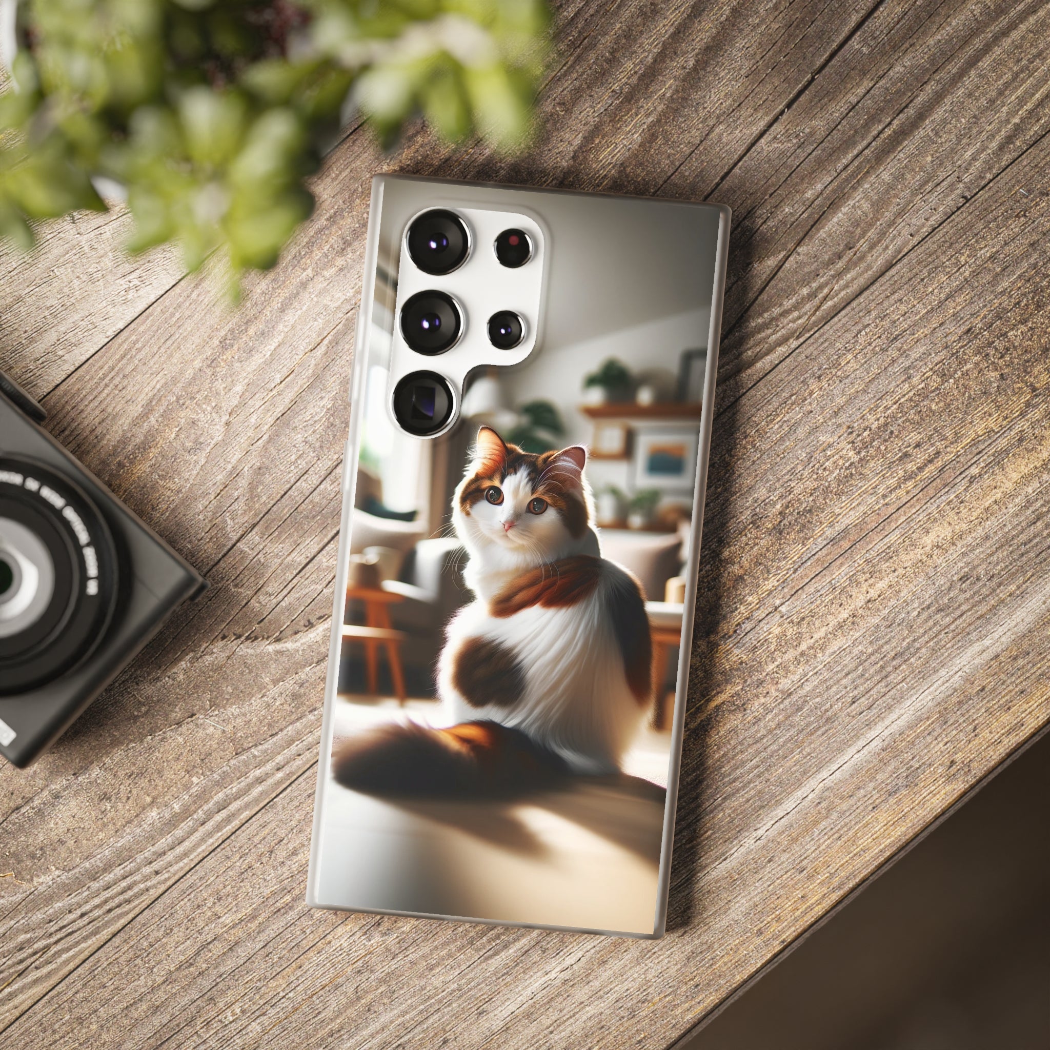 Curious, white-brown cat - Flexi Case (Samsung only)