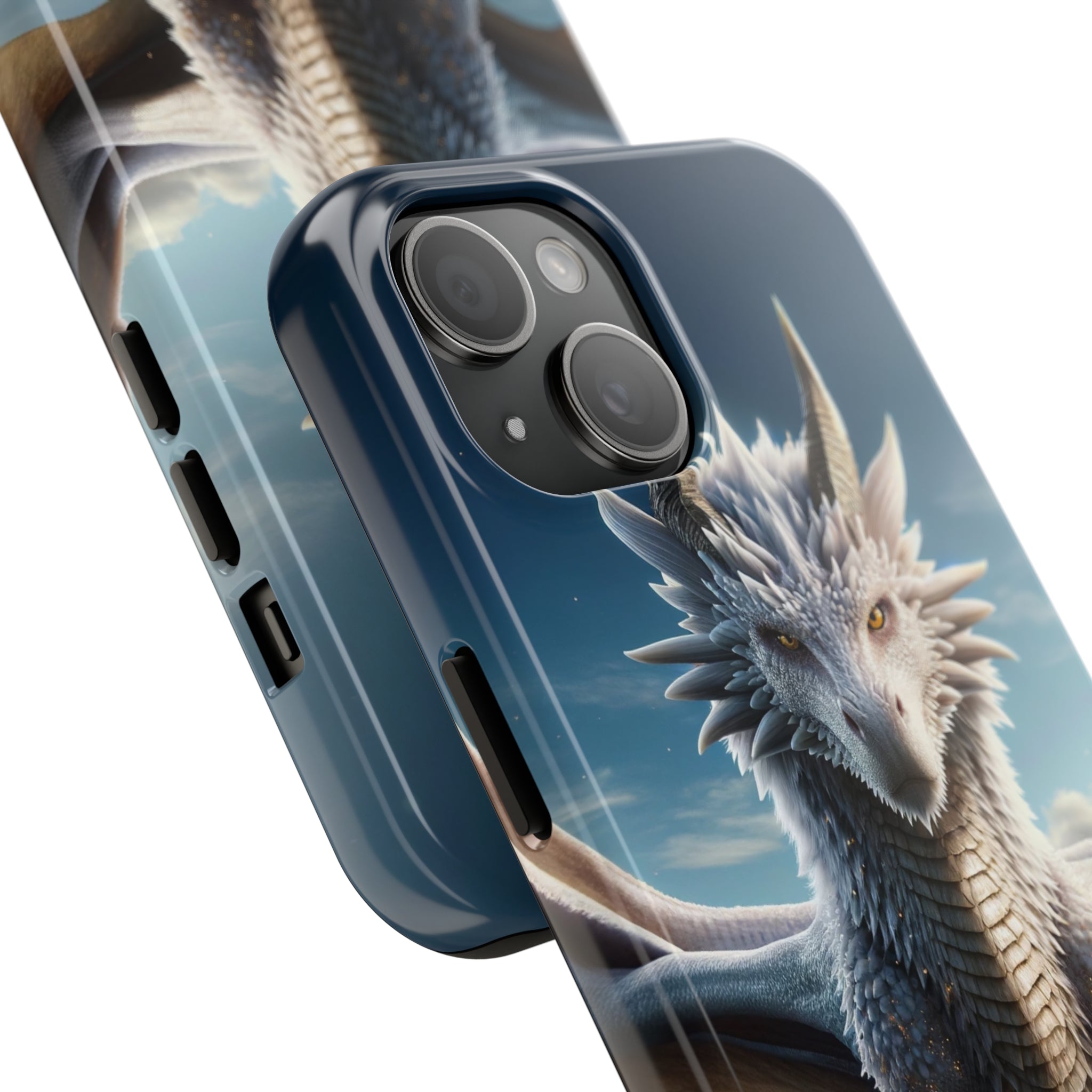 White dragon on a rock - Tough Phone Case