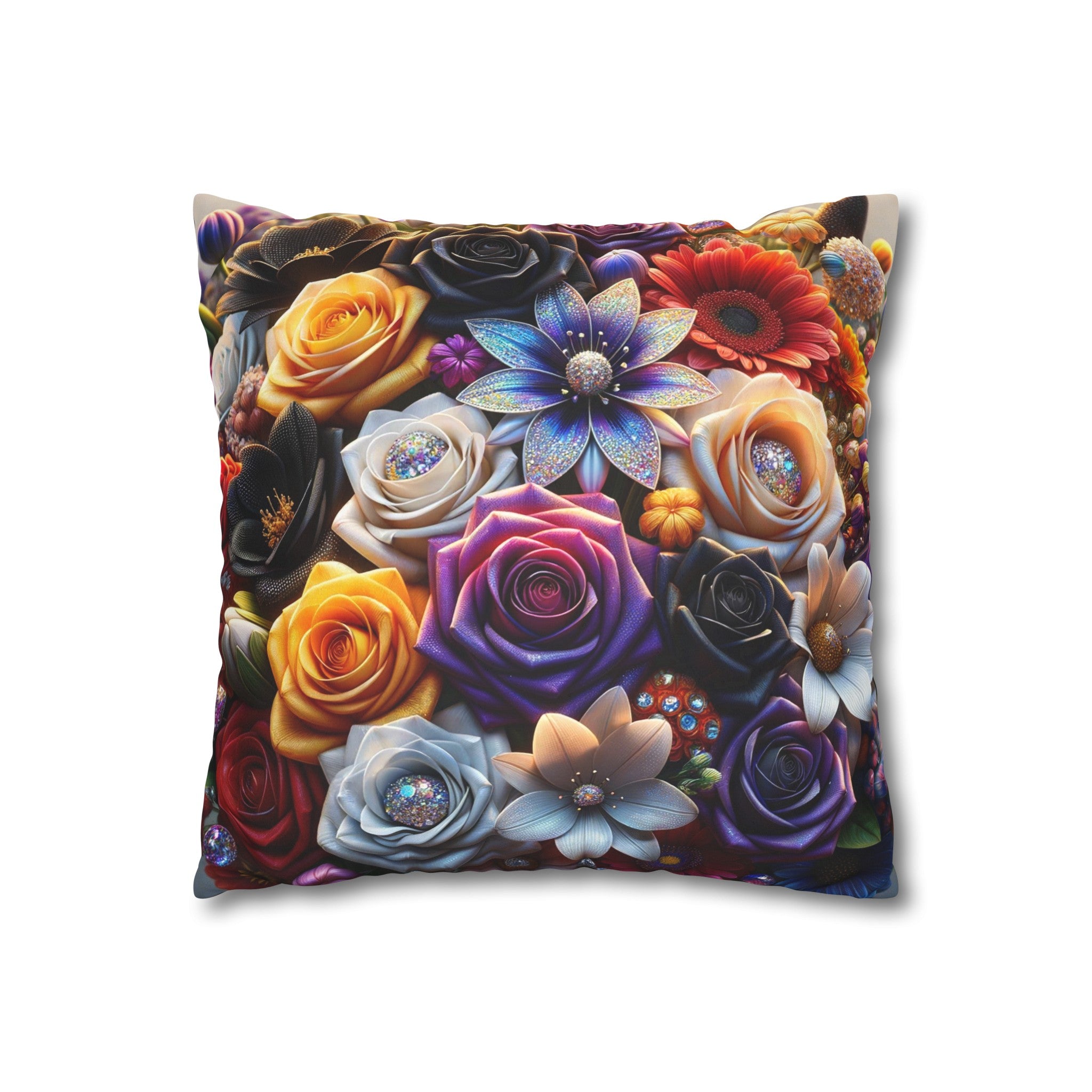 Colourful Bouquet (4) - Suede Square Pillowcase