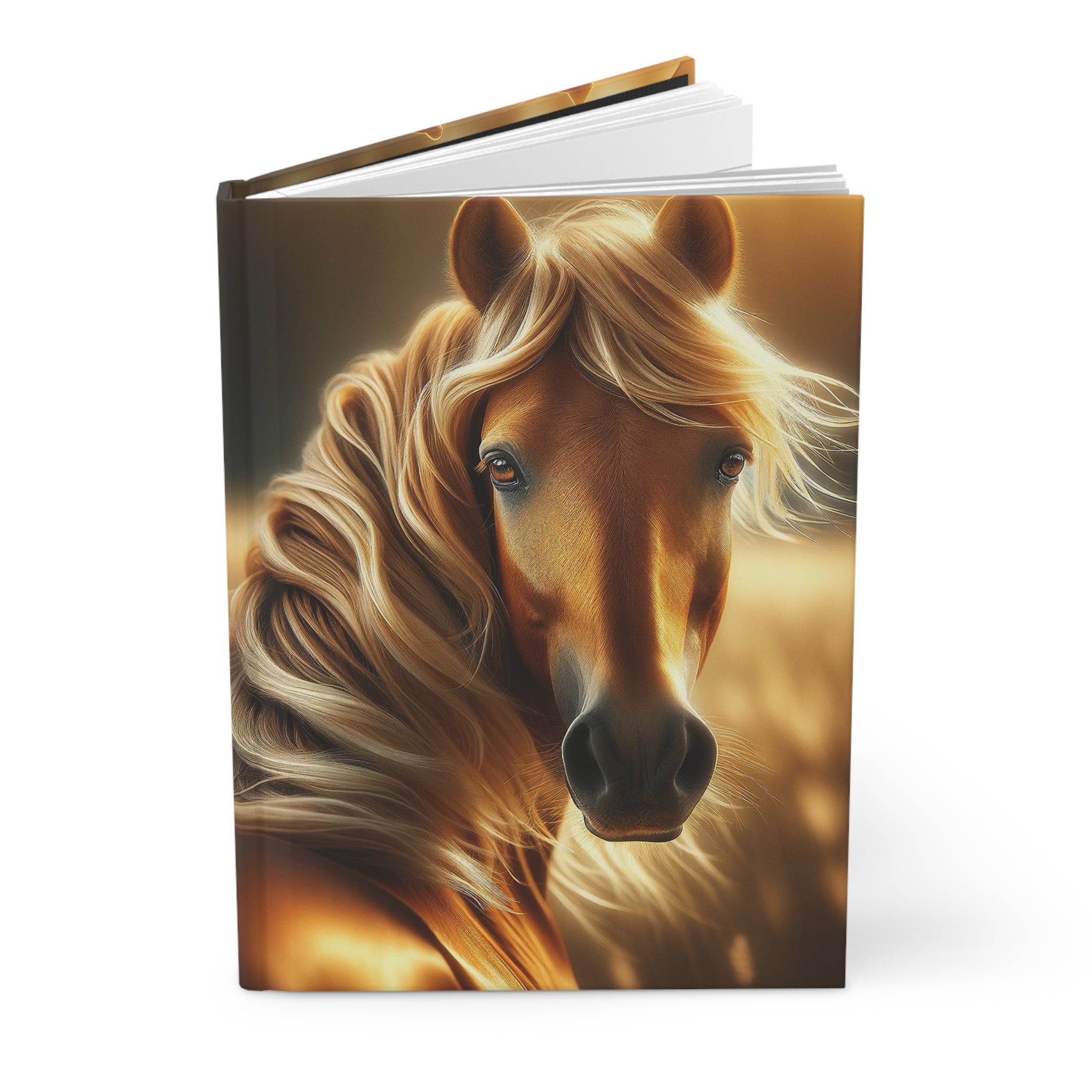 A curious, golden horse - Hardcover Notebook