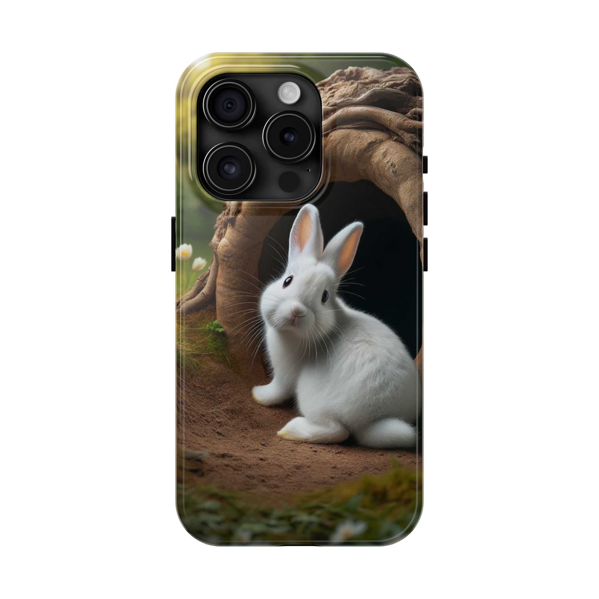 White curious rabbit - Tough Phone Case