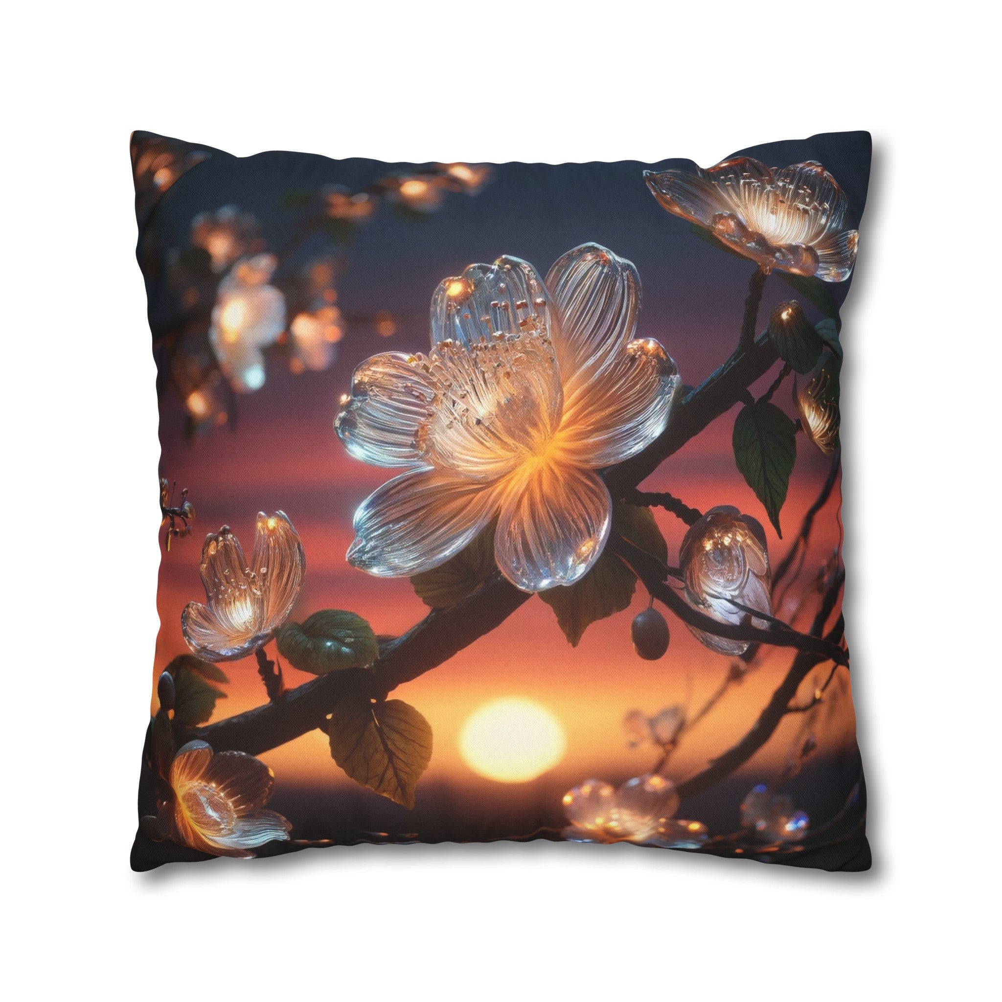 White diamond flowers (4) - Polyester Square Pillowcase