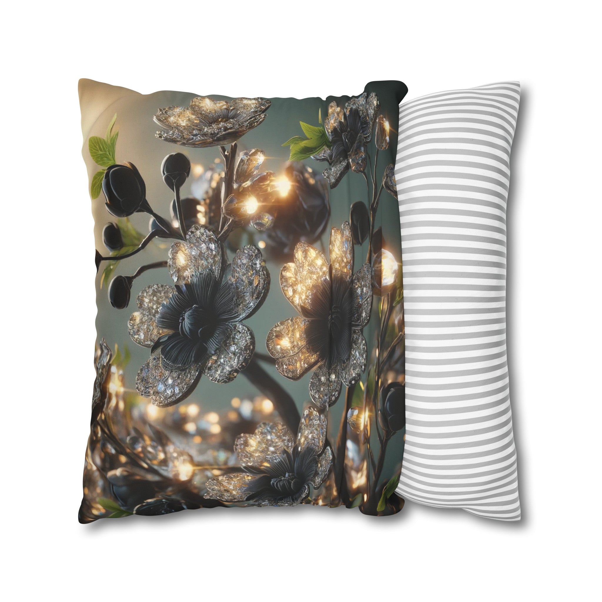 Black diamond flowers (1) - Suede Square Pillowcase