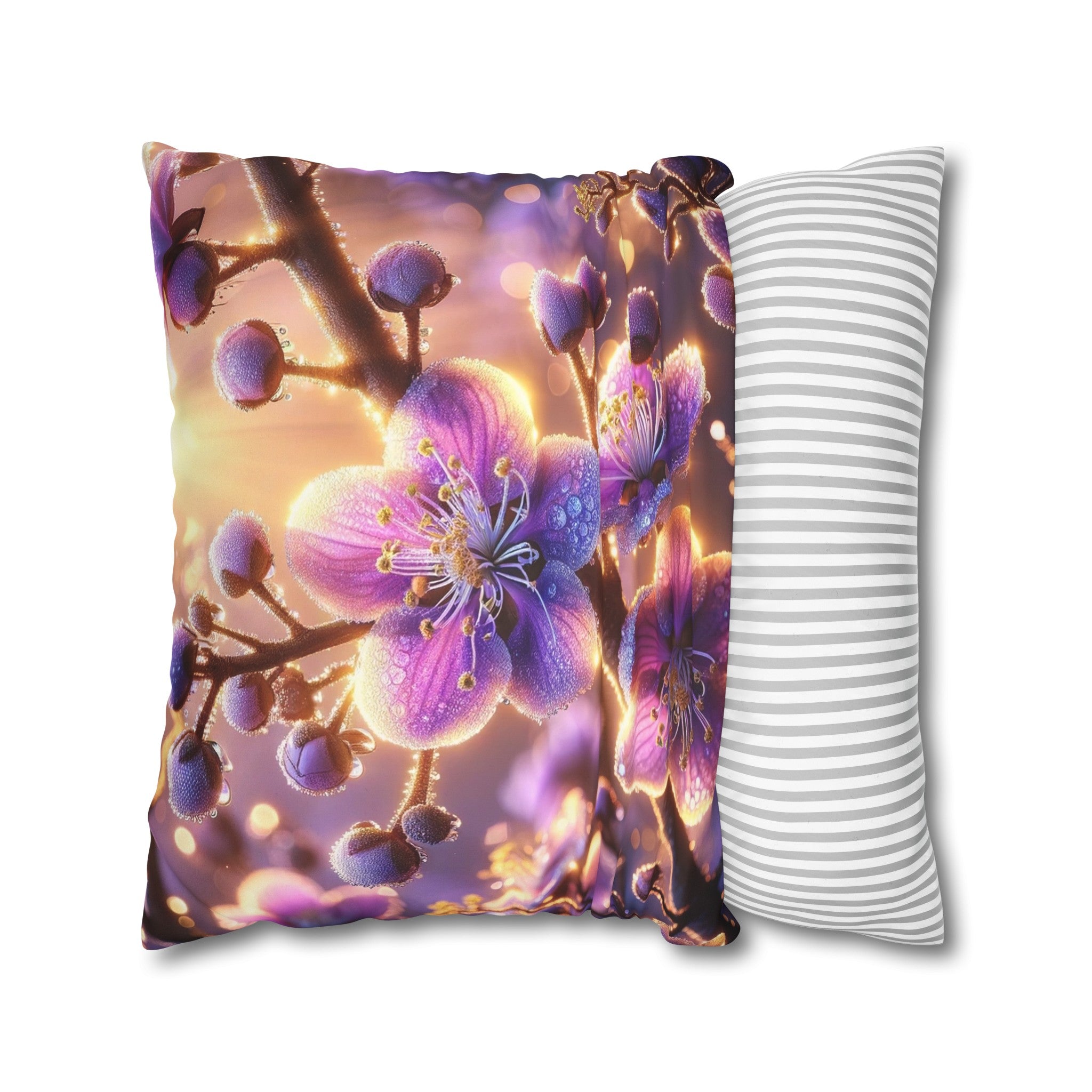 Purple diamond flowers (2) - Suede Square Pillowcase